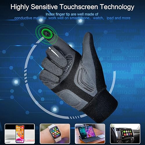 Miniatura 3 de Souke Sports Guantes de ciclismo de invierno para hombres y mujeres, guantes acolchados para pantalla táctil, resistentes al agua, resistentes al