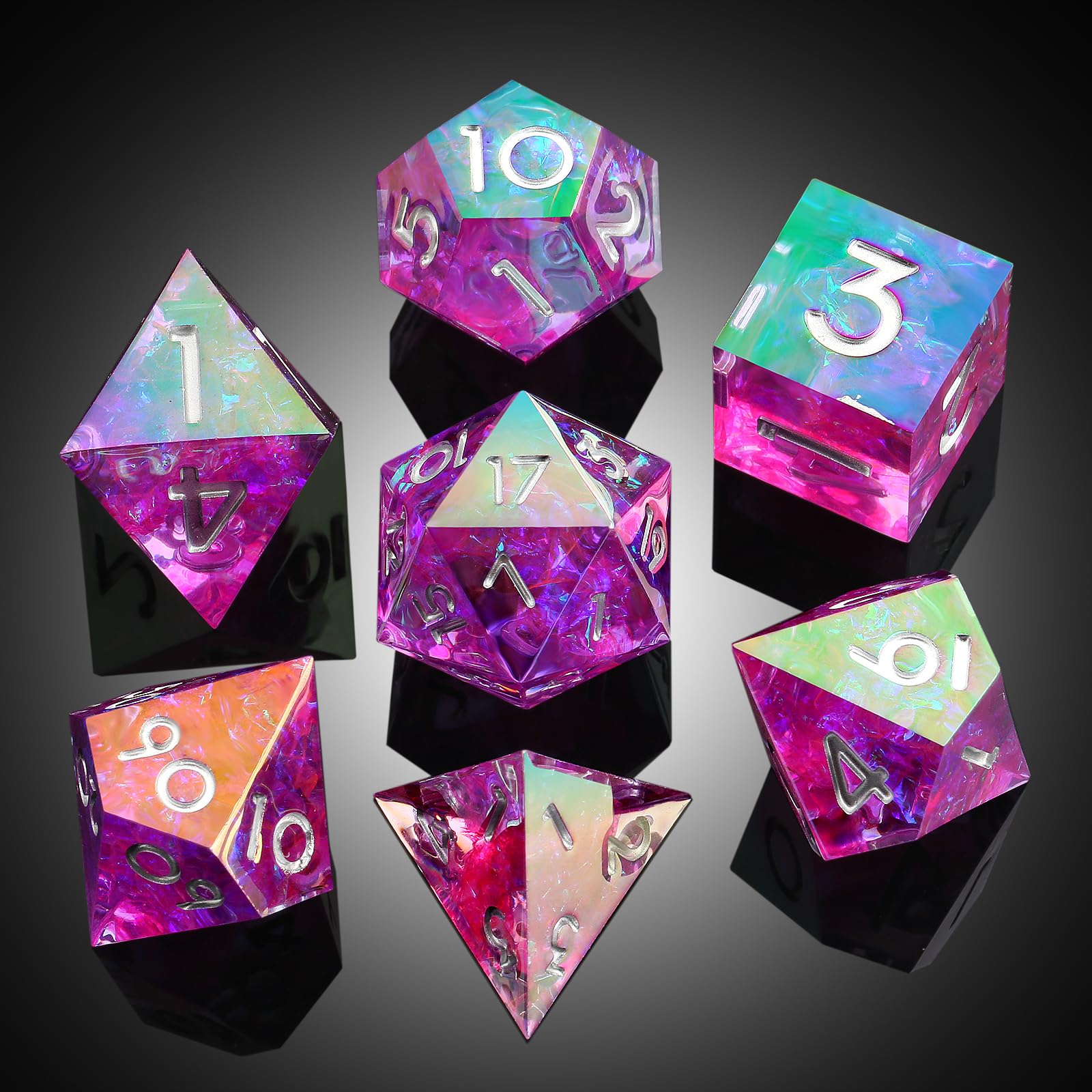 Iridescent Plating Purple Sharp D&D Dice - Image 2