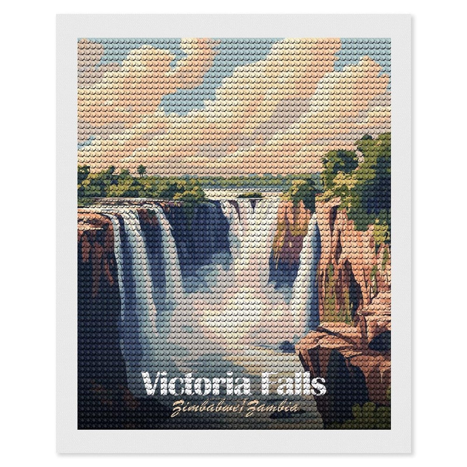 Junmoney Victoria Falls DIY Diamond Art Canvas Kit 16"x20", Winter Craft, Mindful Craft Project, Aesthetic Room Decor, Decor Project