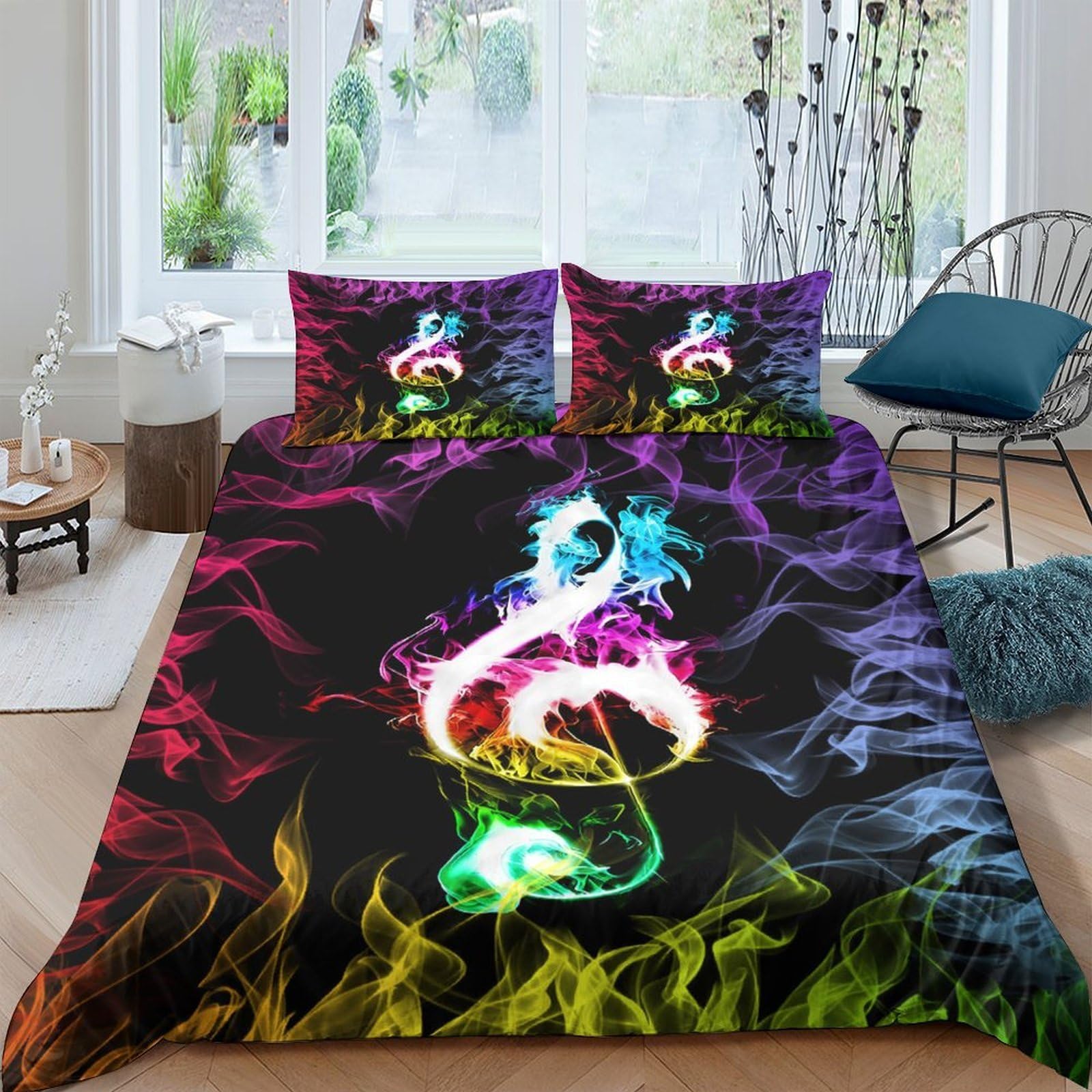 Ctjqhvkz Style-6 3D Printed Colorful Dragon Fitted Sheet Microfiber Soft Mattress Cover For Bedroom Dorm Artistic Decor Single（135X200cm）
