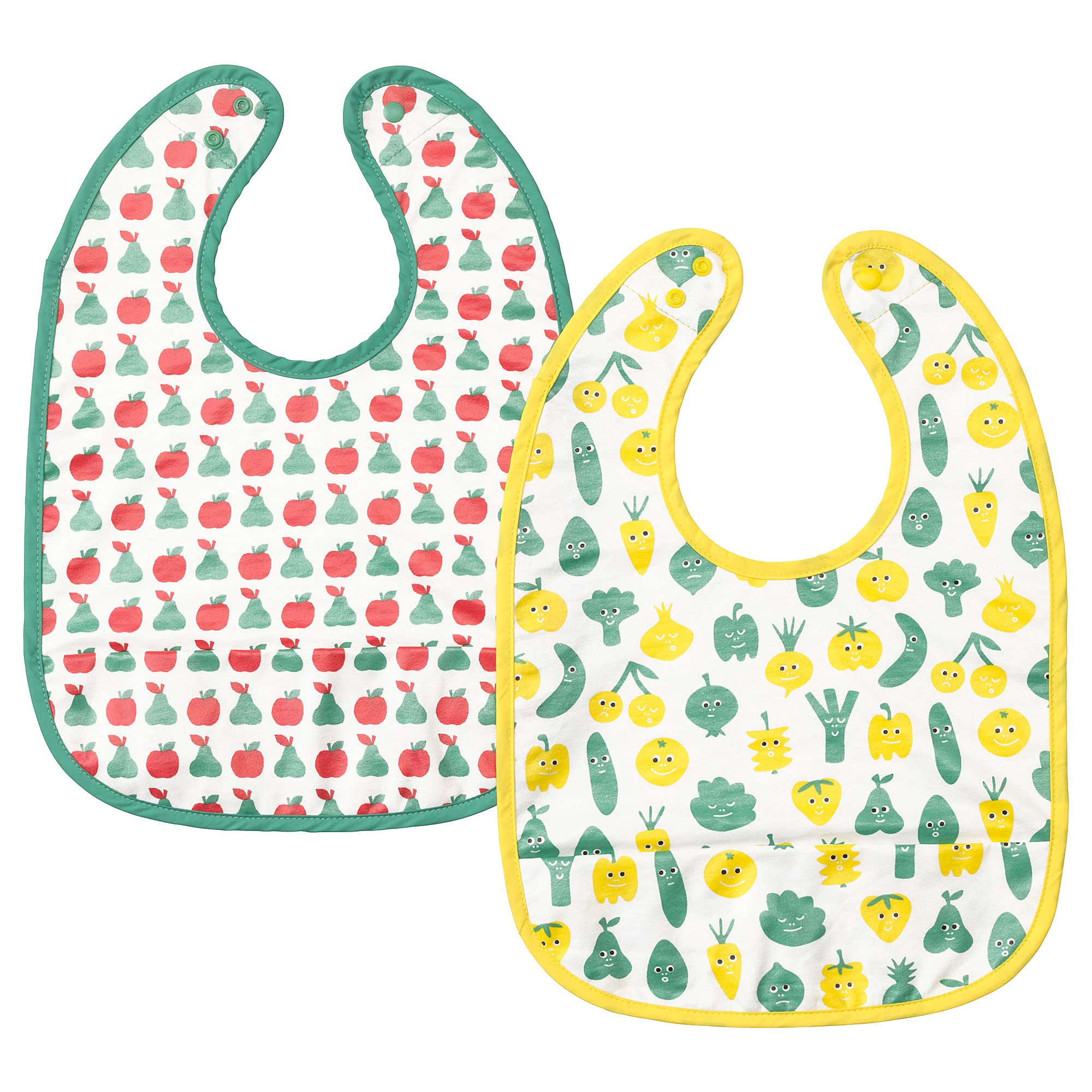 Ikea Baby's Fruit/Vegetables Pattern Cotton Bib (Green Yellow) - Set Of 2