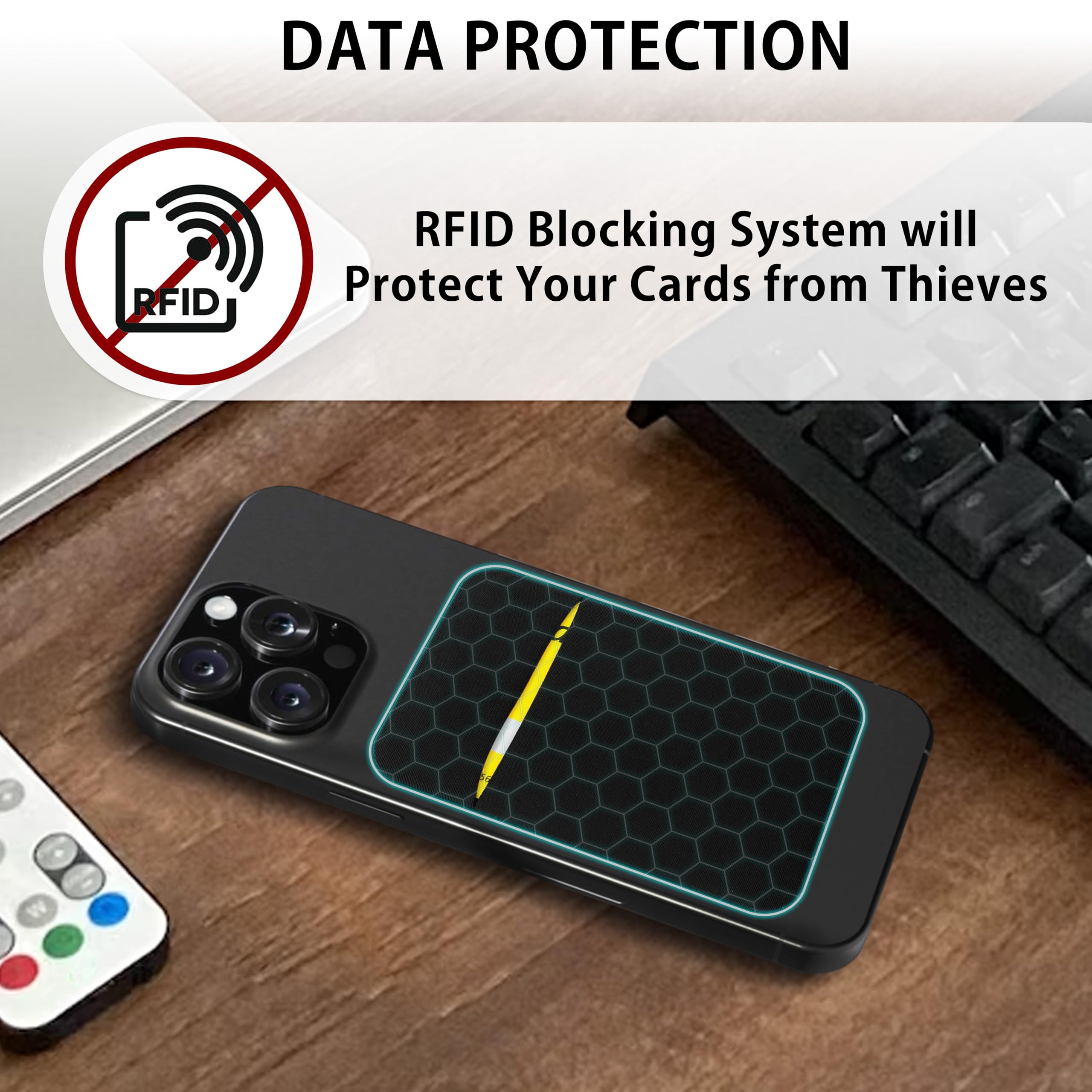 MyGadget 2X Portafoglio per Smartphone X 1 Tasca - Protezione RFID e NFC – Porta Carte di Credito Cuffie o Soldi - Wallet per Cellulare da incollare - Nero