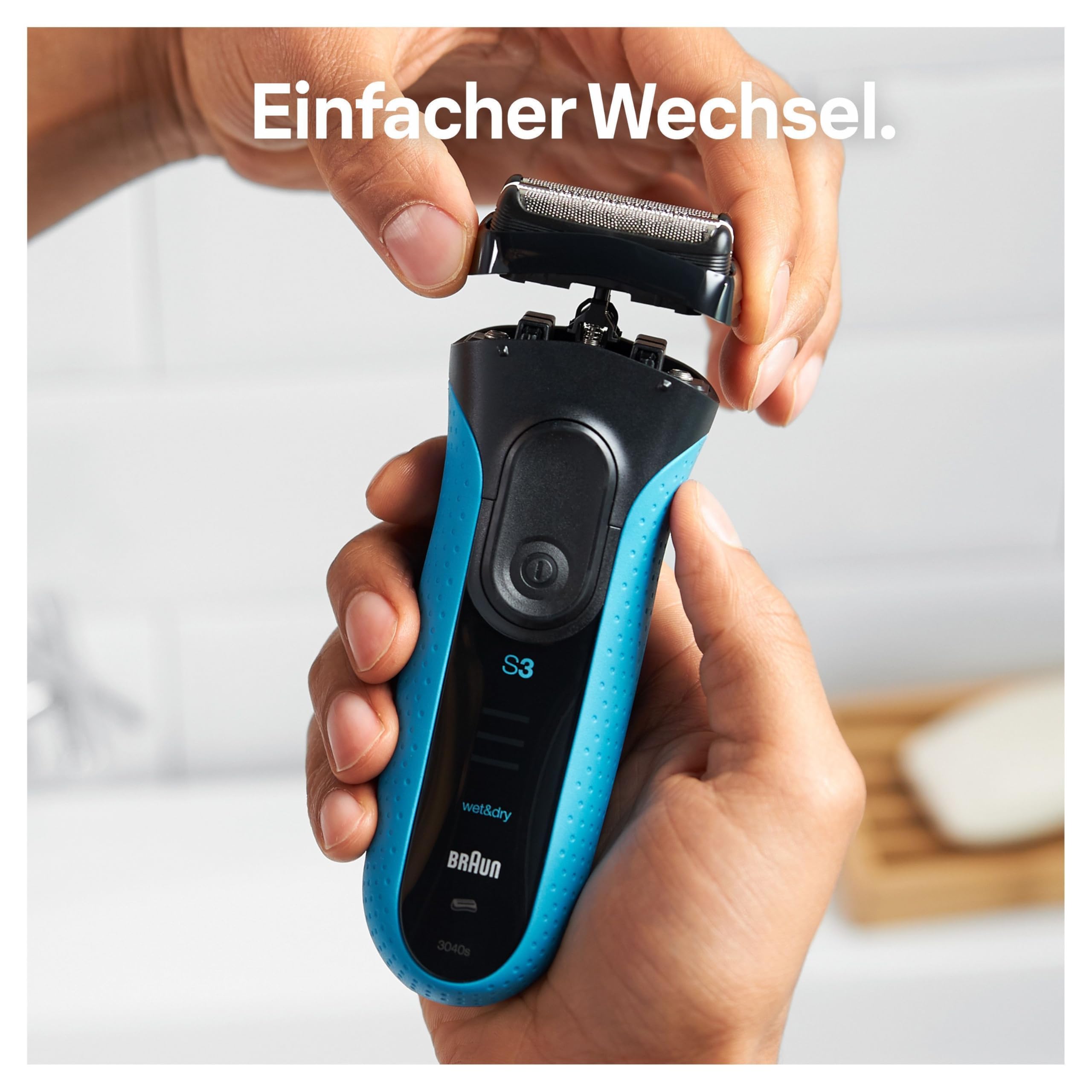 Braun Series 3 Elektrorasierer Scherkopf, ORIGINAL Ersatzscherteil vom Hersteller passend für Braun Herren Rasierer Series 3 ProSkin, 32B, schwarz, 1er Pack
