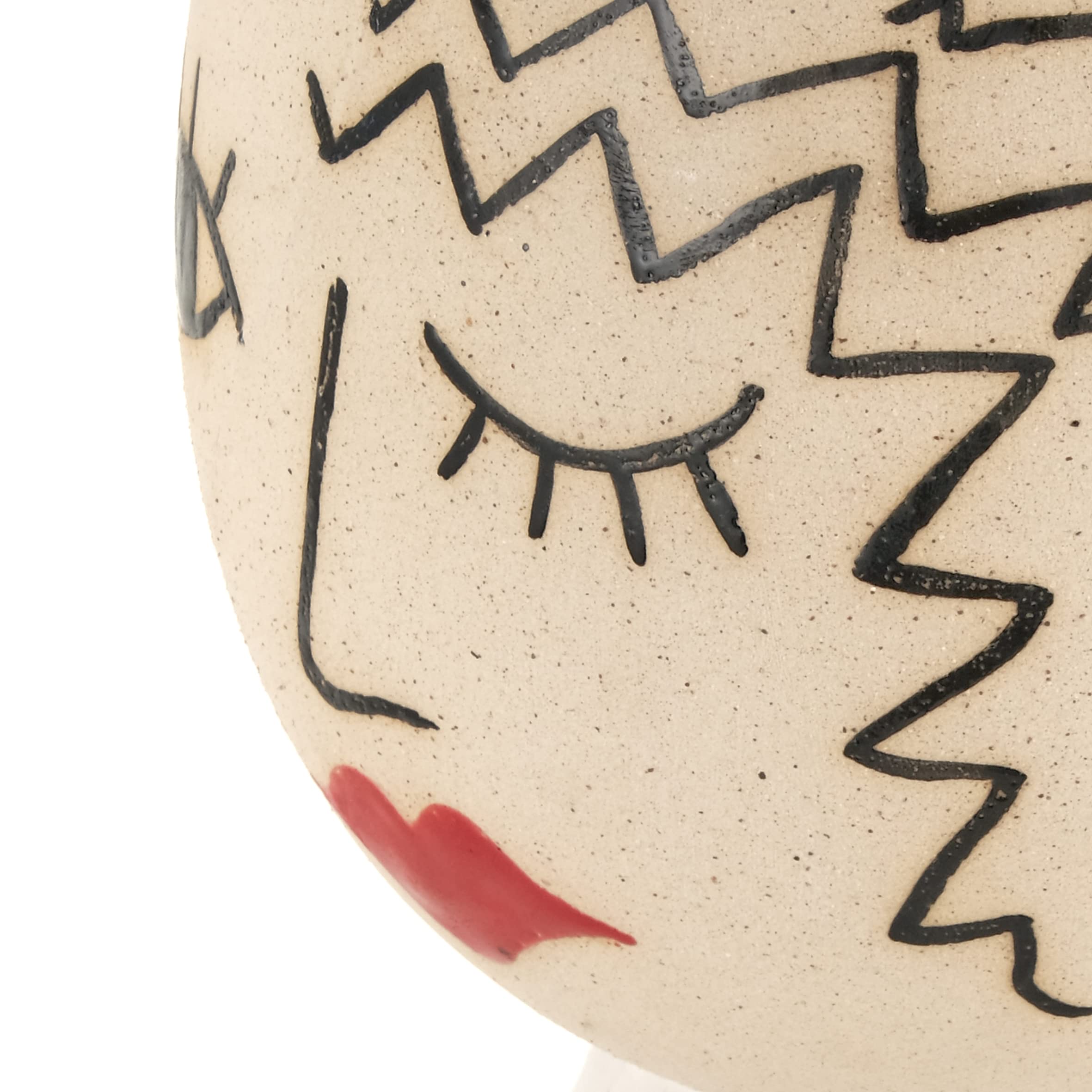 Vaso Decorativo In Ceramica Con Pianta Artificiale - Design Moderno Con Volto, 16x9x23 Cm - Foto 5