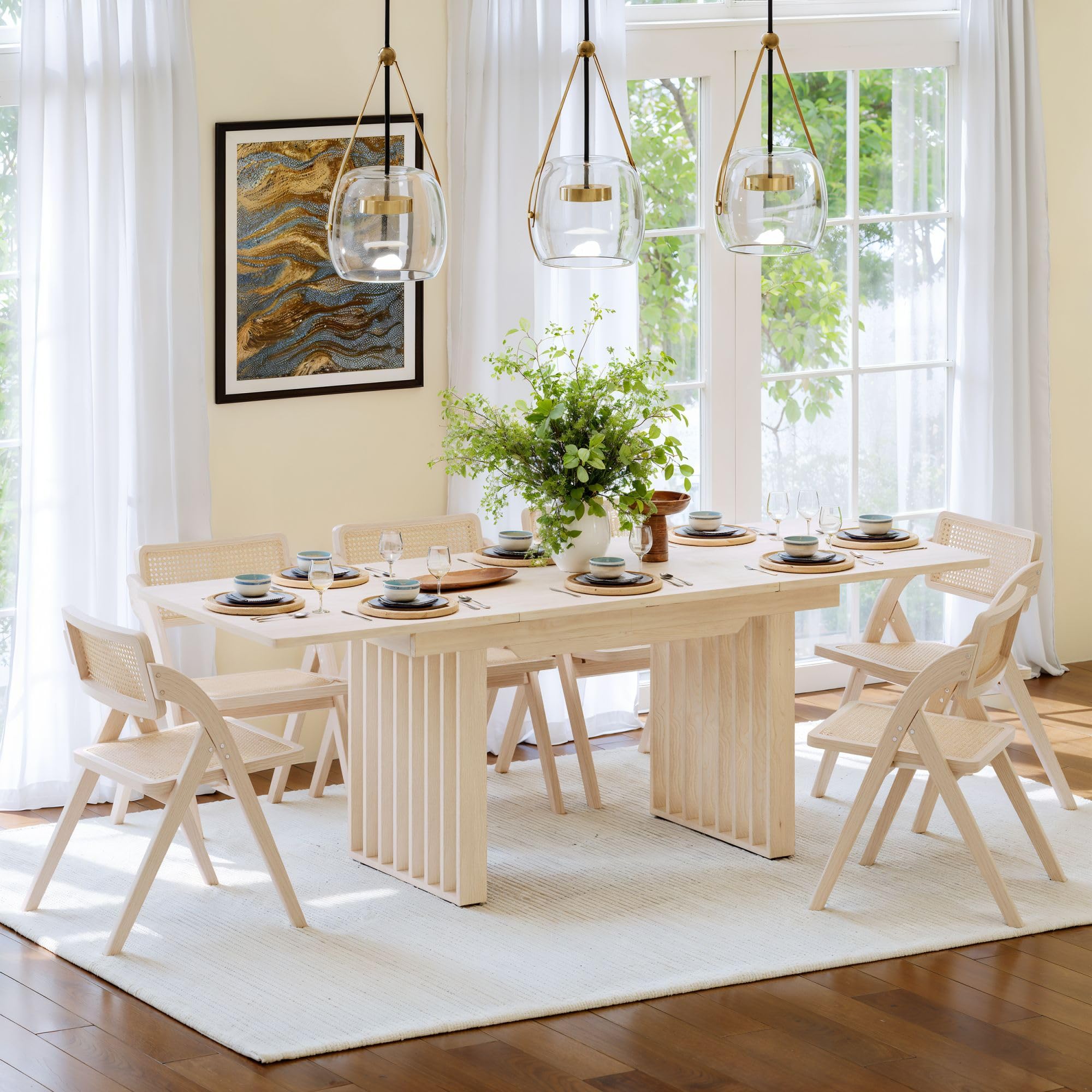 Amazon.com - homary Extendable Dining Table, Japandi Rectangle