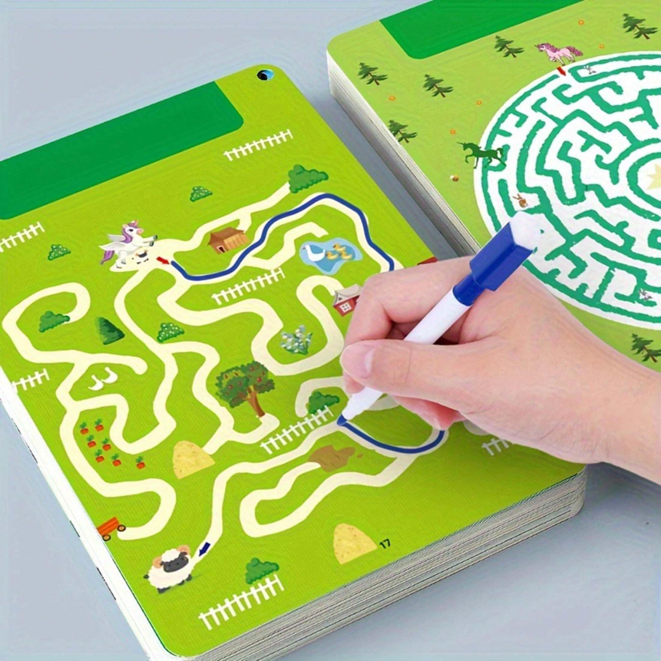 Maze Puzzle Book for Kids – 128 Unique and Engaging Mazes Designed to Boost Focus, Sharpen Cognitive Skills, and Inspire Creative Problem-Solving, Reusable Activity Book for Ages 3-8