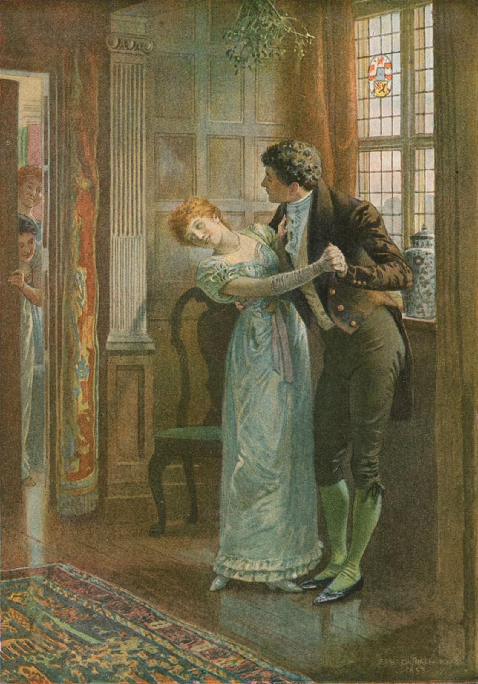 SERENDIPITP Vintage Wall Art Canvas Nordic Poster Canvas Print Picture Under the Mistletoe by Edward Frederick Brewtnall Wall Art Poster for Home Decor 60x90cm