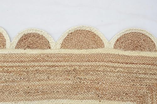 Miniatura 2 de Alfombra bohemia de yute de 9 x 12 pies, patrón festoneado natural para decoración del hogar, artículo para sala de estar, pasillos, dormitorio y