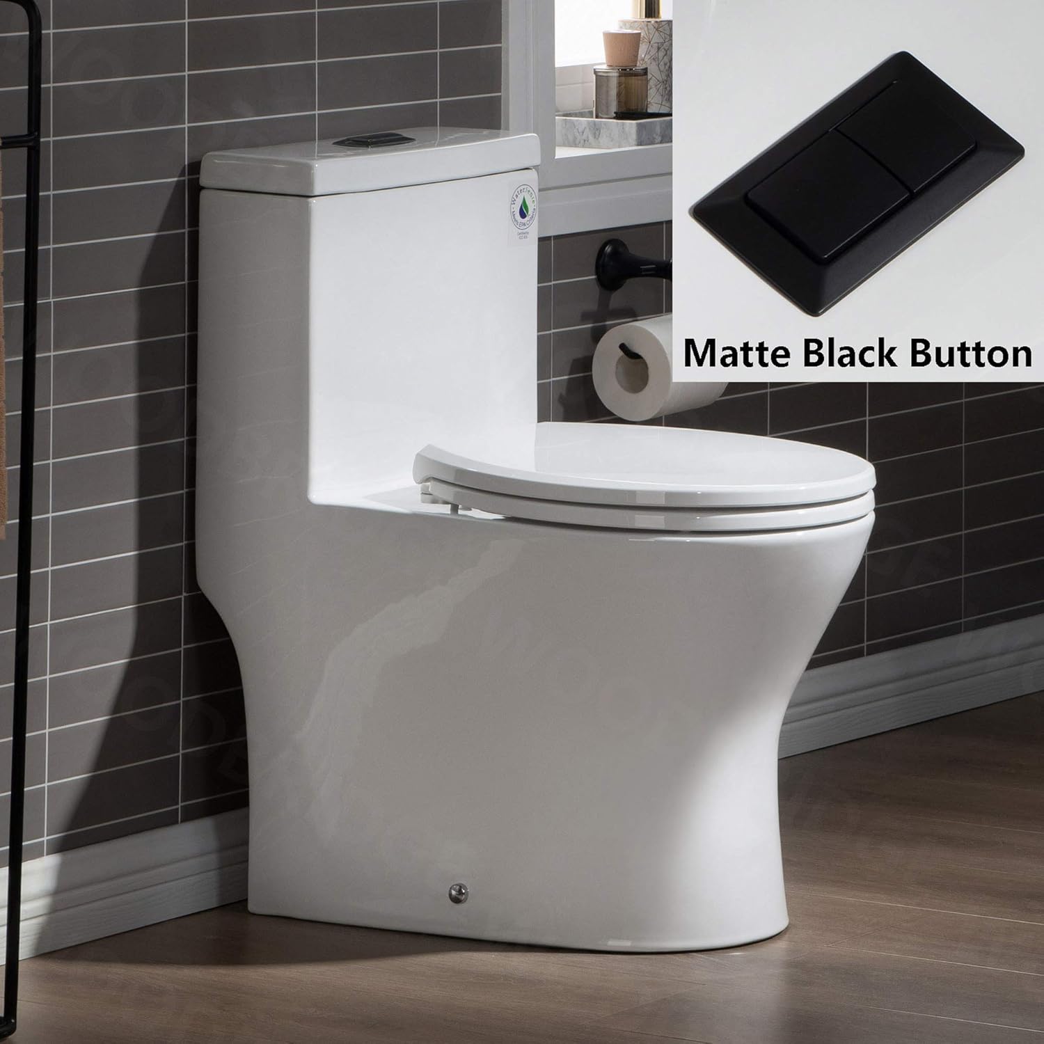 WOODBRIDGE B0500-MB Toilet, with Matte Black Button : Everything Else