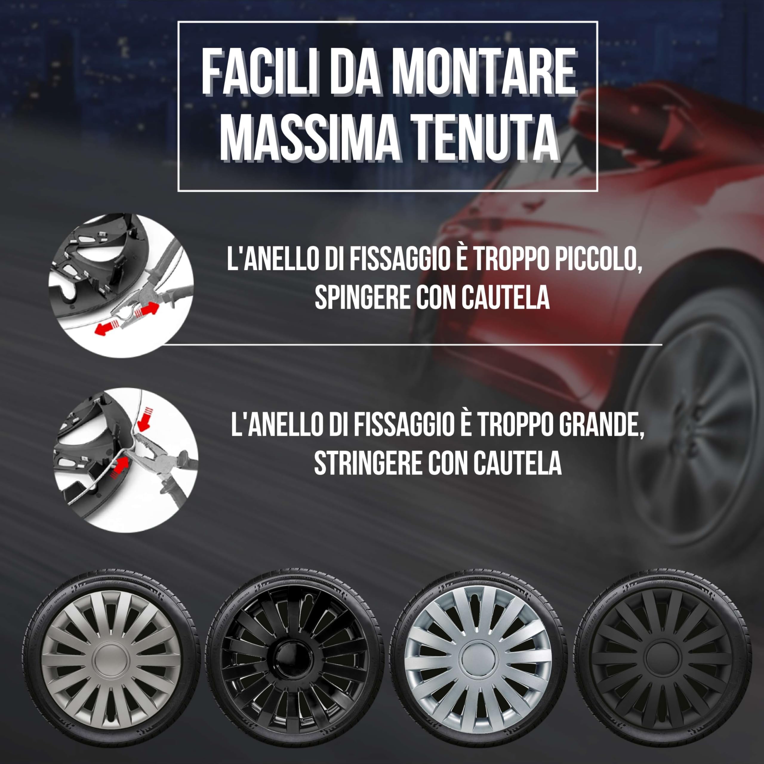 Albrecht 14 pollici copricerchi nero lucido per cerchioni in acciaio - Copriruote in plastica di alta qualità - Copriruote durevoli in confezione originale Albrecht - Made in EU