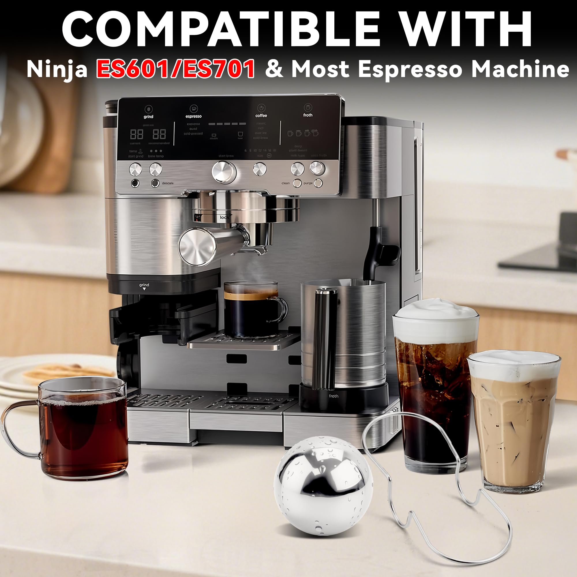 2 Stück XL Espresso-Kühlkugeln kompatibel mit Ninja Kaffeemaschinen, Espresso-Kühlkugel passend für Ninja Luxe Cafe, ES601 & ES701 Kaffeezubereiter