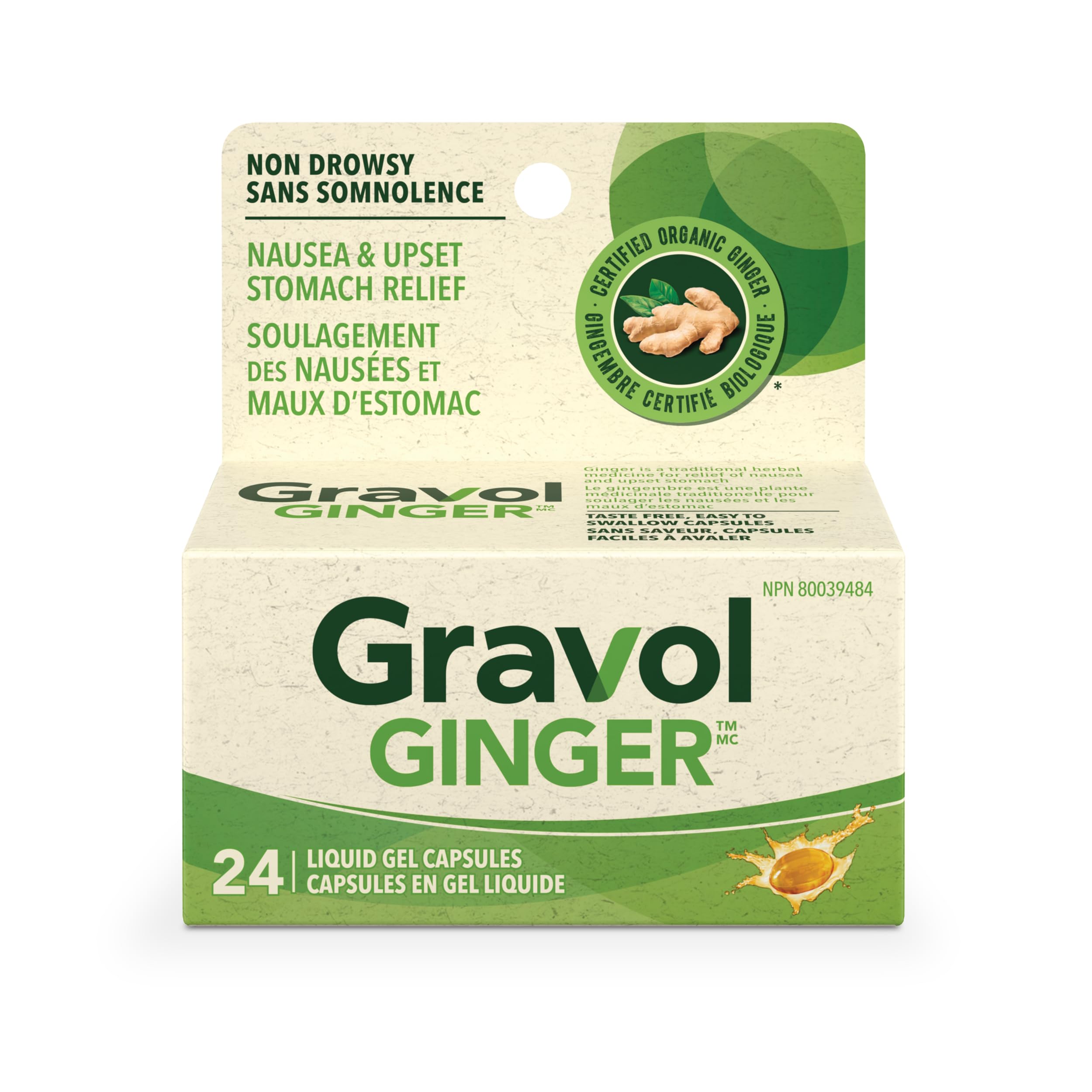 GravolGinger Liquid Gel Capsules for Upset Stomach and Nausea (24 Caps)