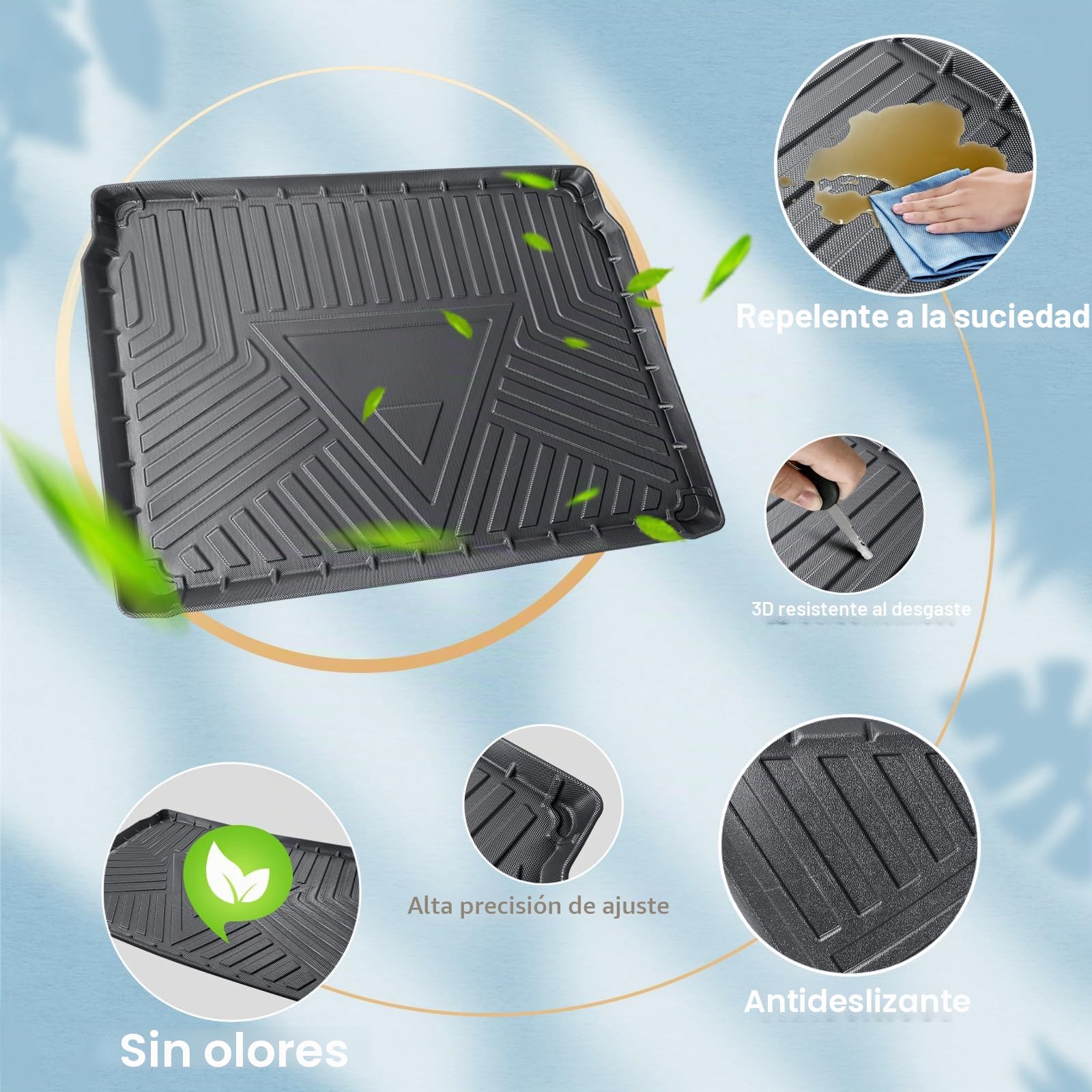 ECOZEN Alfombrilla Maletero Peugeot 2008 II 2020-2026 TPE (Plataforma de Carga Superior) 3D Alfombrilla de Goma para Maletero Impermeable Antideslizante Borde Alto Todo Clima Alfombrilla Maletero