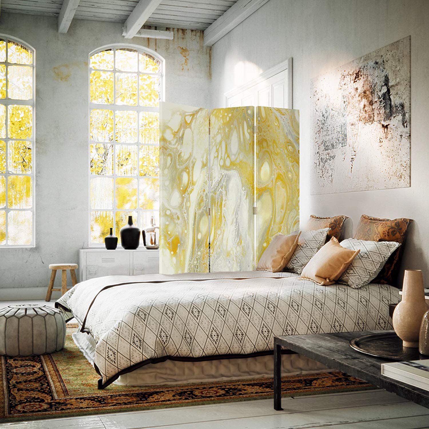 Feeby Paravent 145x150cm - Raumteiler Mit Blumen Design
