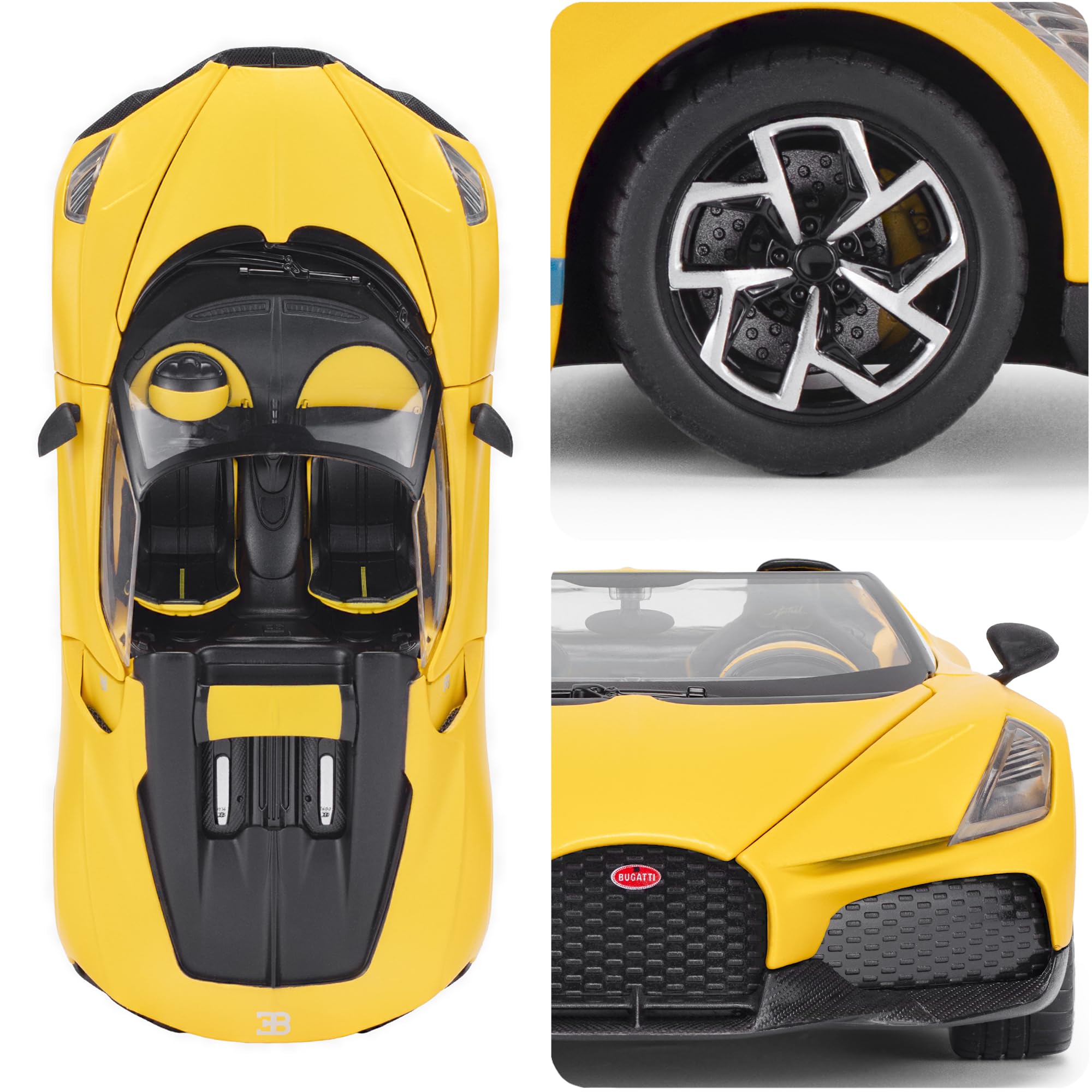 Bugatti Mistral 1:24 Scale Die-Cast Model Car - Yellow, 19.2 cm - Image 3