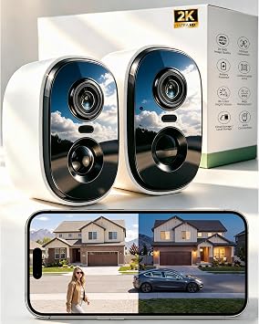 2Pack Security Cameras Wireless Outdoor with Upgraded Battery&connection
