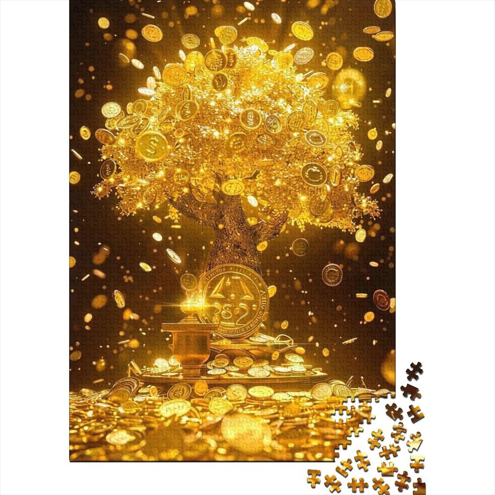 money tree 1000 piece jigsaw puzzle paperboard for adults wealth coins puzzle game for family wall art decor stress relief activity