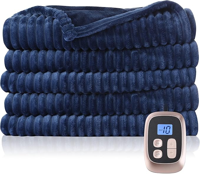 Electric Heated Blanket 72"x84" Full Size with 4 Heating Levels and 10 Hours Auto-Off Large Oversized Heating Blanket with Soft Plush Fabric for Bedding - Gray
