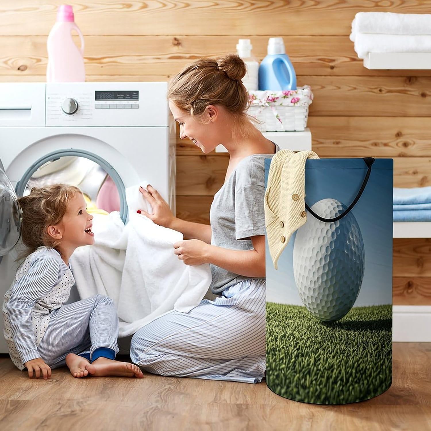 Golf BallLarge Capacity Laundry Basket Foldable Handheld Storage Basket Holds Clothes And Toys Essential for Every Home