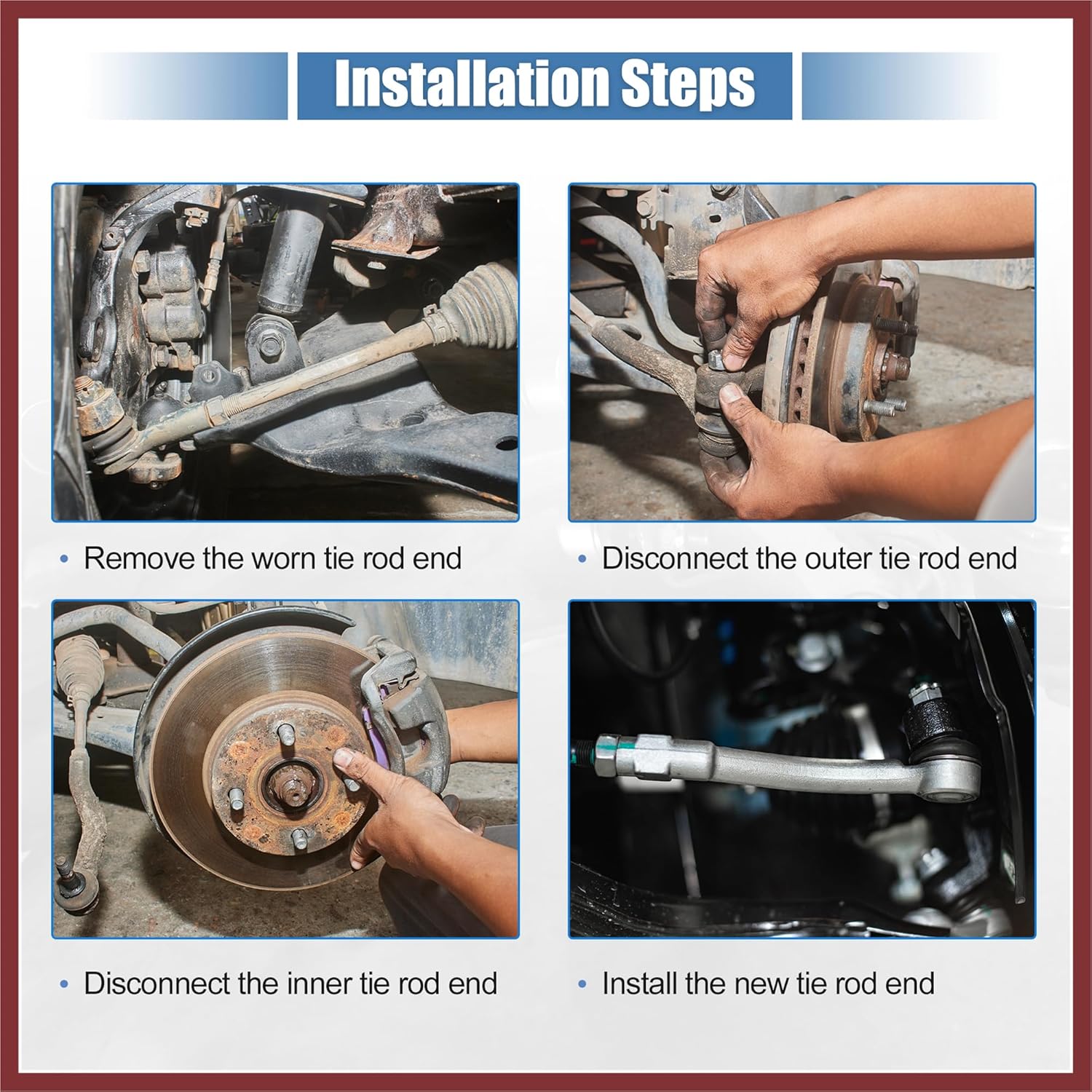 6pcs Front Inner Outer Tie Rod End Links Suspension Steering Tie Rod End Kit for Toyota RAV4 2006-2018 EV800328 ES800054 ES800053 Replace Parts