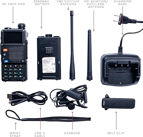 Miniatura 7 de BAOFENG BF-F8HP PRO - Radio bidireccional de tres bandas de 10 W - UV-5R 7 generación, 1000 canales, GPS y clima NOAA, aviaciónVHFUHF4.1 ft,