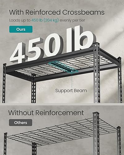Miniatura 4 de SONGMICS Estantes de almacenamiento de 5 niveles, estantería de garaje resistente, estantería ajustable, estante de acero, montaje sin tornillos,
