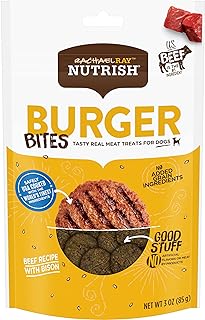 Rachael Ray Nutrish Burger Bites Dog Treats, Beef Burger With Bison Recipe, Grain Free, 3 Oz. (Pack Of 8)