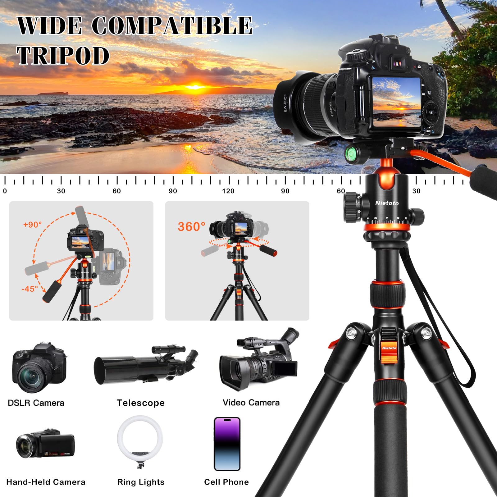 Treppiede per fotocamera con vassoio staccabile