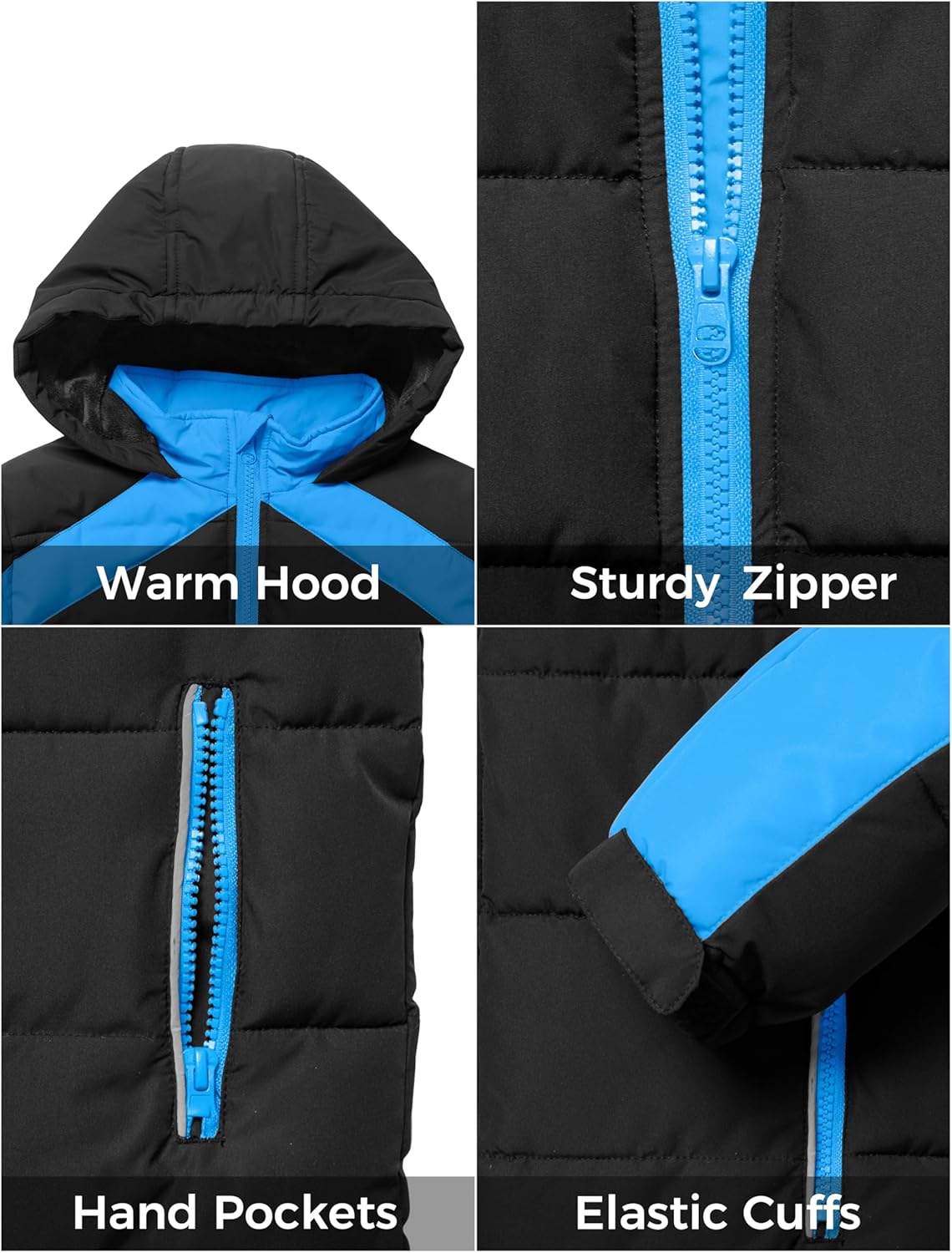 ZSHOW Boys' Hooded Puffer Jacket Waterproof Warm Winter Coat Soft Fleece Lined Outerwear Jacket - Image 6