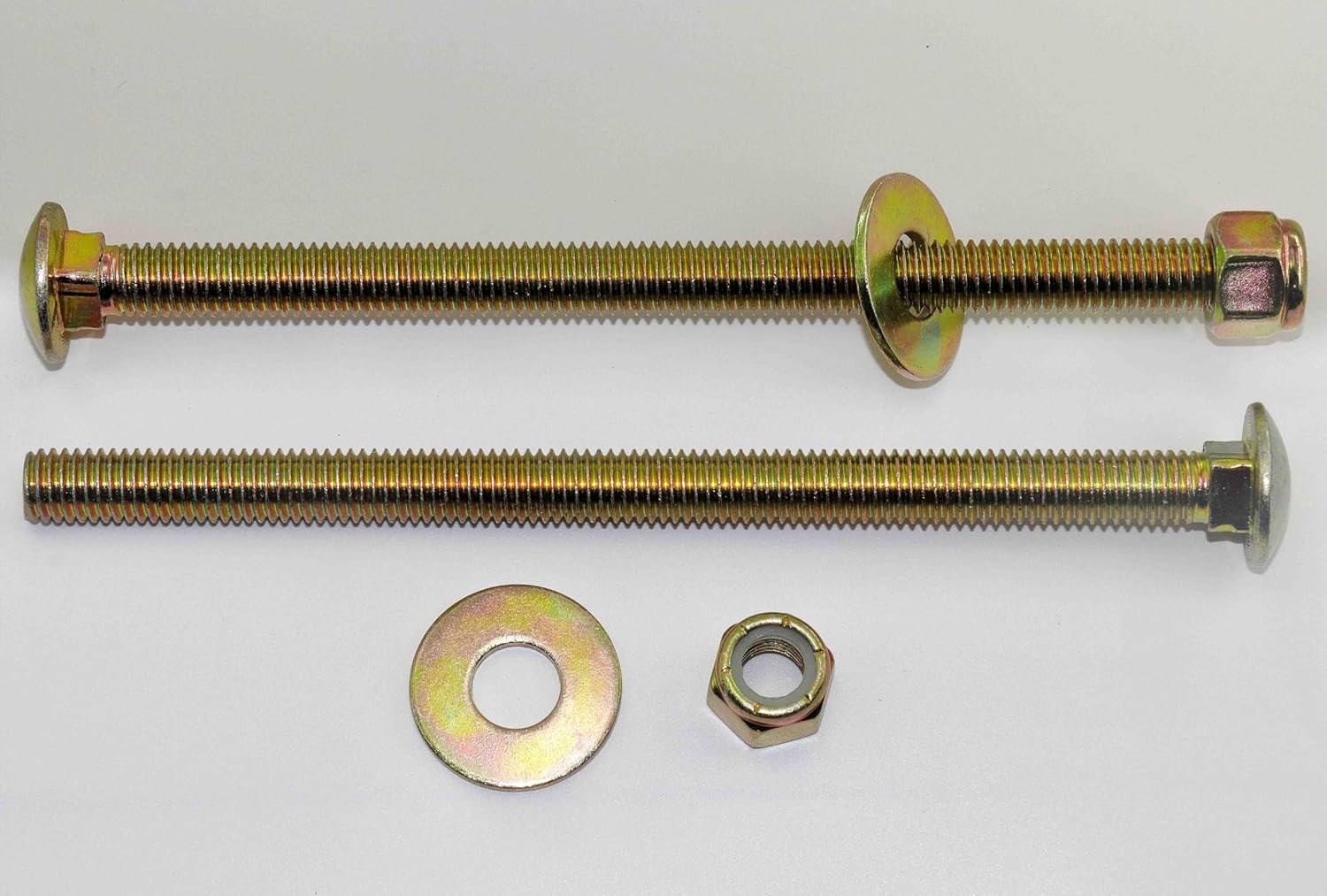 1/2" x 8" Carriage Bolt of Square Neck with Nylon Lock nut and Large Size Washer Assortment Kit by Color Galvanization,Carbon Steel,Grade 2.(4pcs Pack) by Metalsuberg