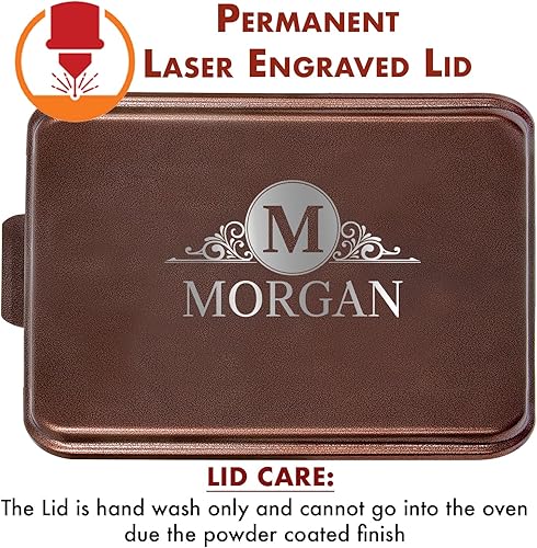 Miniatura 6 de JDS Molde de aluminio personalizado para tartas con tapa grabado con monograma de texto con nombre personalizado, boda, compromiso, aniversario,