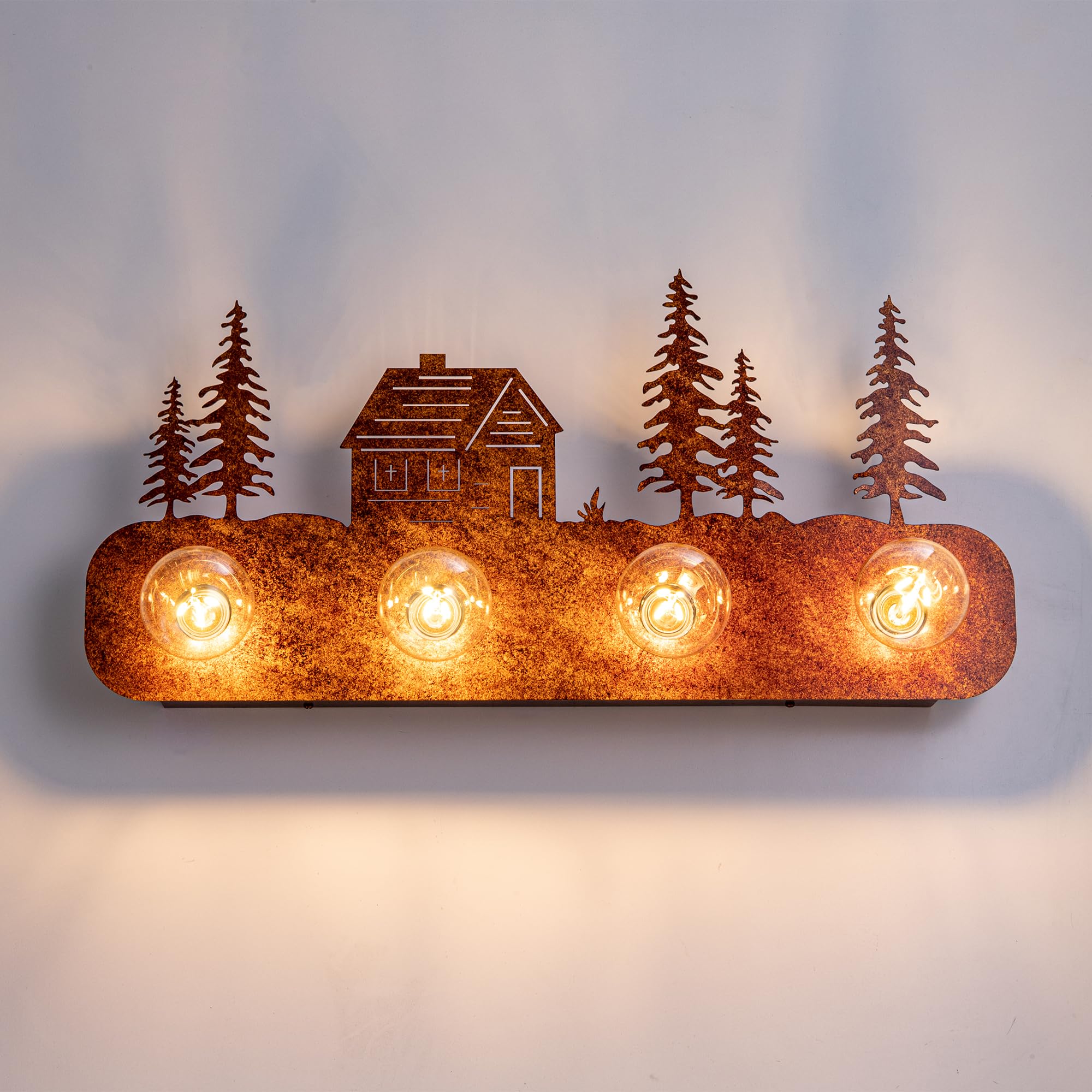 TOCHIC Rustic Bathroom Light Fixtures, 4 Lights Farmhouse Bathroom