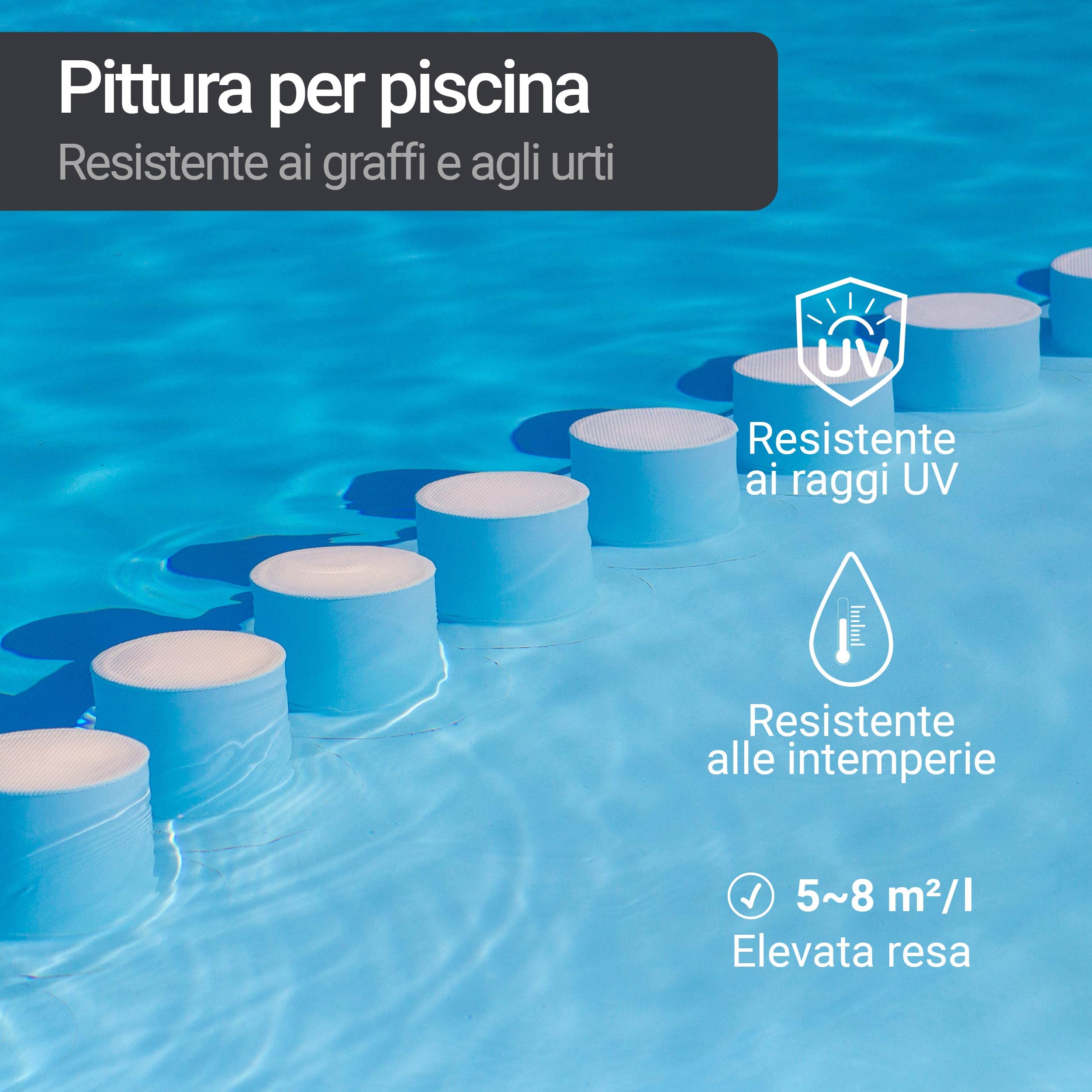 WO-WE Vernice per Piscina Rivestimento Pool Colore SL400 Blu luce simile RAL 5012-10L