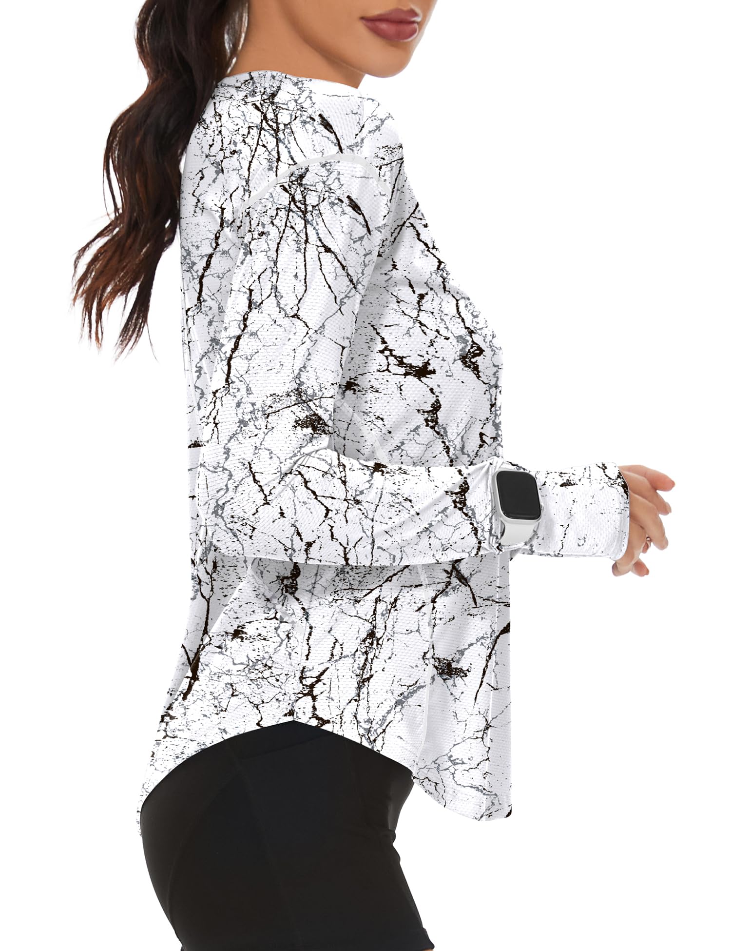 Loovoo Women's Long Sleeve Running Shirts Workout Tops UPF 50+ Sun Shirt Quick Dry Athletic T-Shirts with Watching Window