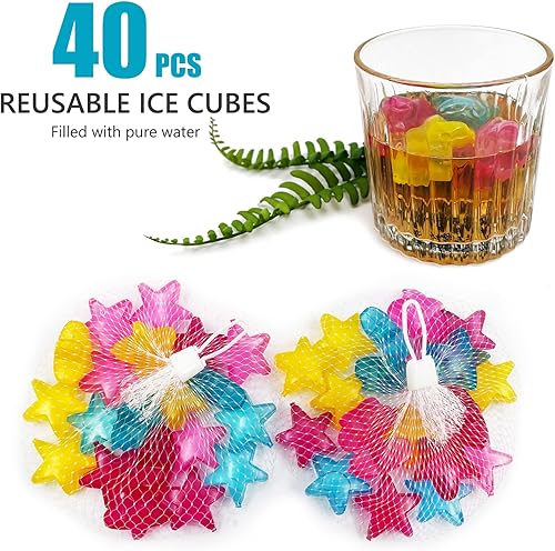 Miniatura 4 de Cubitos de hielo reutilizables, 40 cubitos de hielo de plástico, congelación rápida, fáciles de limpiar, congelables, falsos cubitos de hielo para