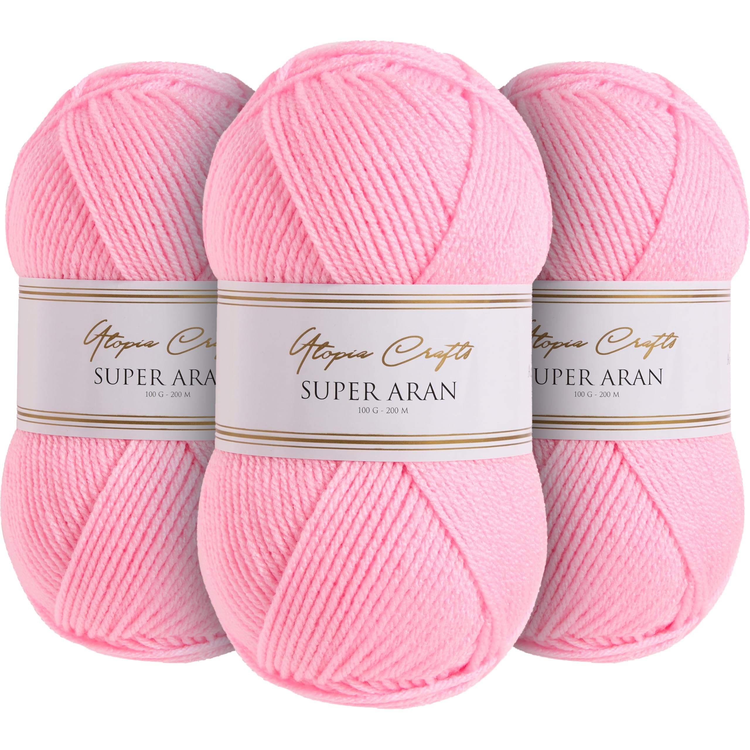 Utopia Crafts Super Aran Knitting and Crochet Yarn 3X 100g (Gentle Rose)