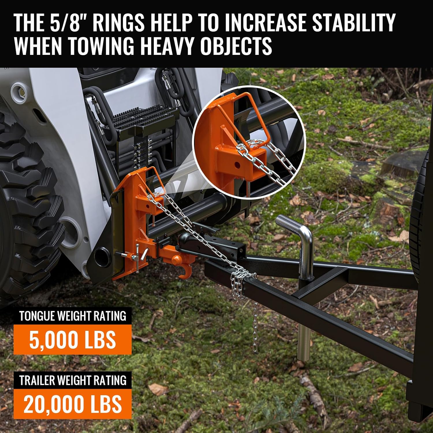 2026 Upgraded Skid Hitch Attachment for Skidsteer 2" Receiver Hitch,Heavy Duty Skid Steer Hitch Attachment Compatible with Tractors,Max 20,000 lbs Towing Capacity(Orange)