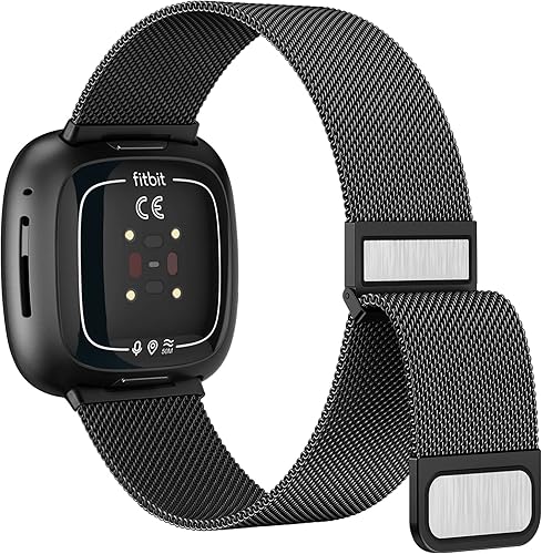 Vancle Correa de metal compatible con Fitbit Versa 4, Fitbit Versa 3, Fitbit Sense 2, bandas Fitbit Sense 2, bandas Fitbit Sense para mujeres y