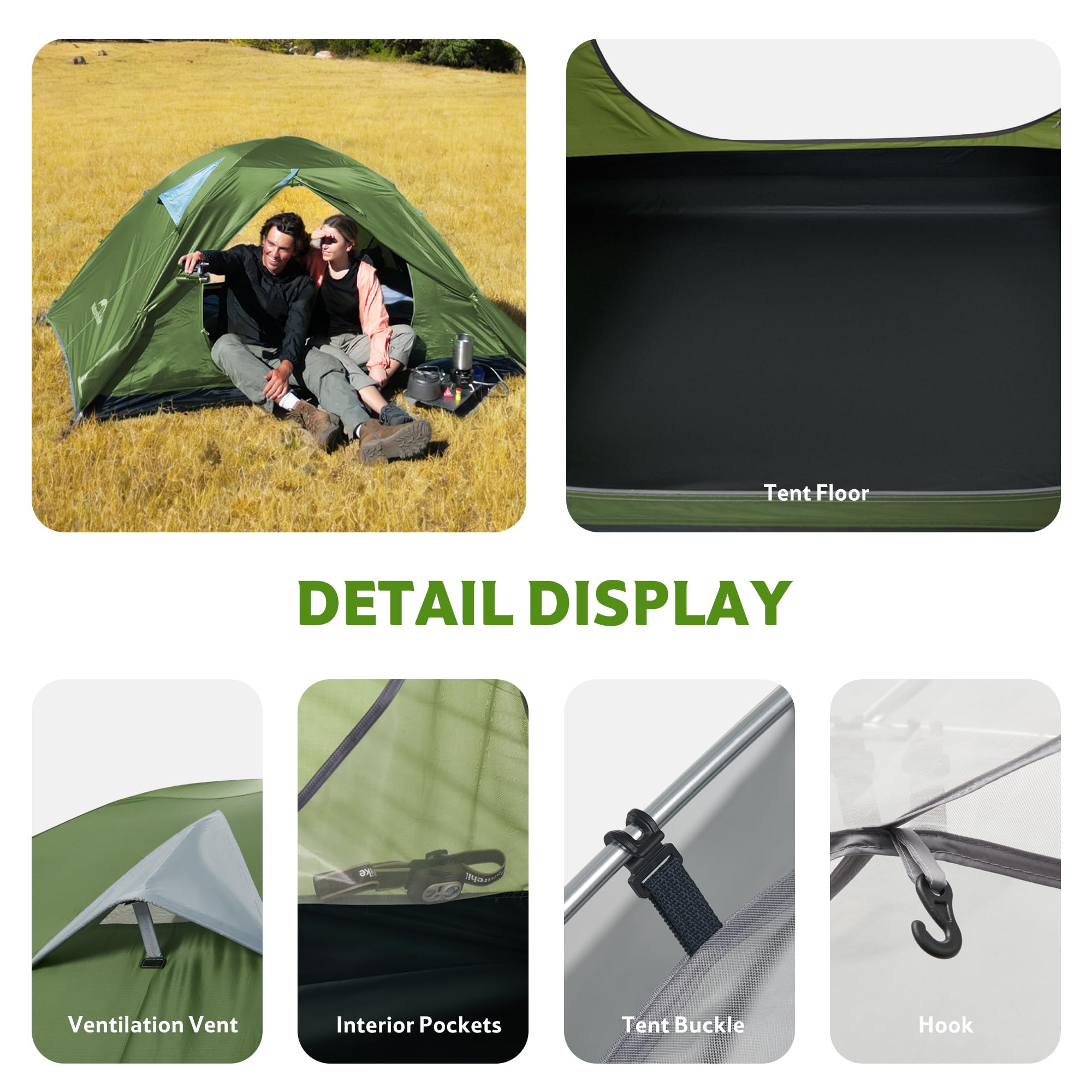 Naturehike Bleik Ultralight Kuppelzelt Wasserdicht (3000mm) Zelt 2-3 Personen Leichtes Zelte für Camping, Wandern & Trekking
