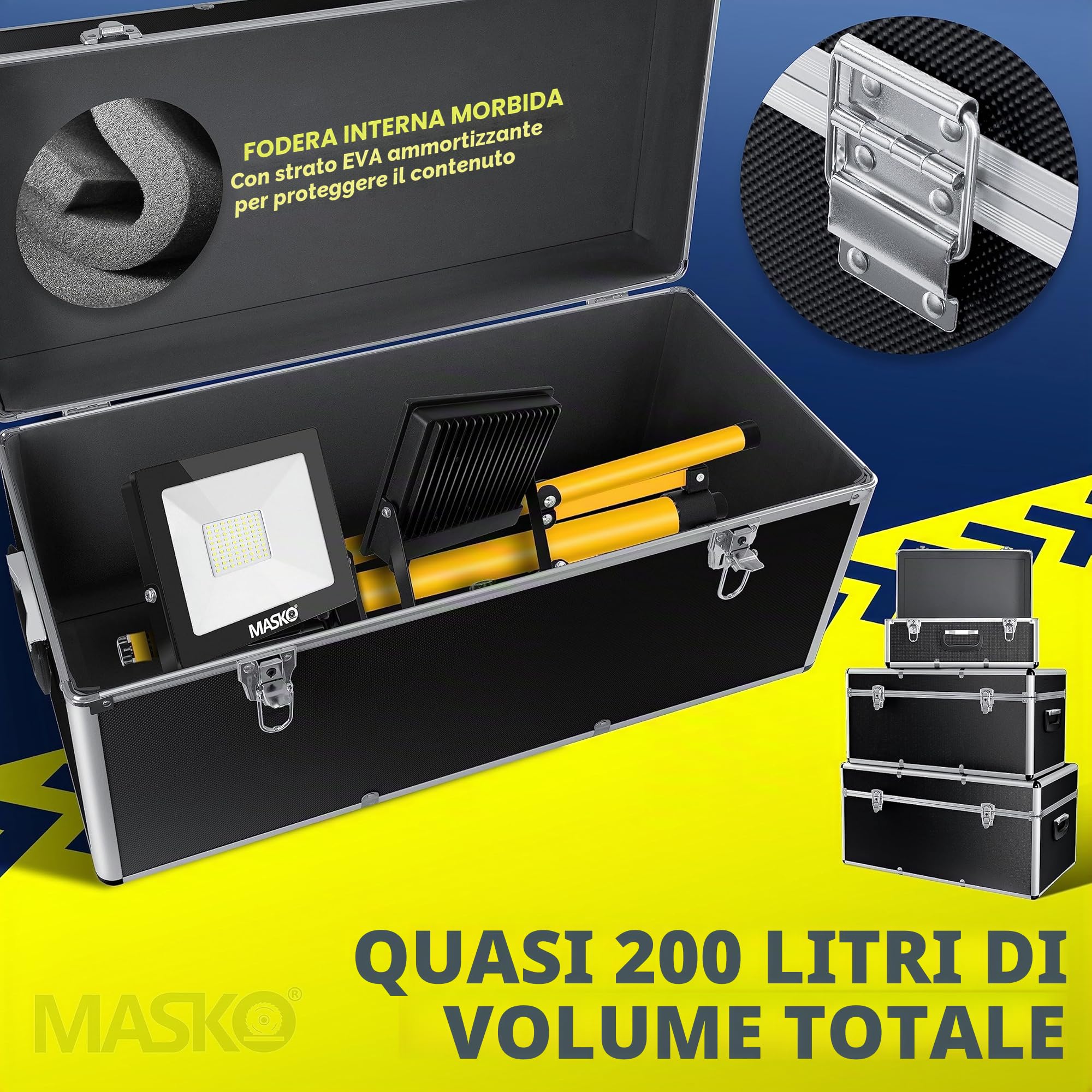 Masko® SET con 3 cassette in alluminio ✓ Cassetta in alluminio ✓ Valigetta ✓ degli attrezzi ✓ portautensili ✓ Cassetta da trasporto |