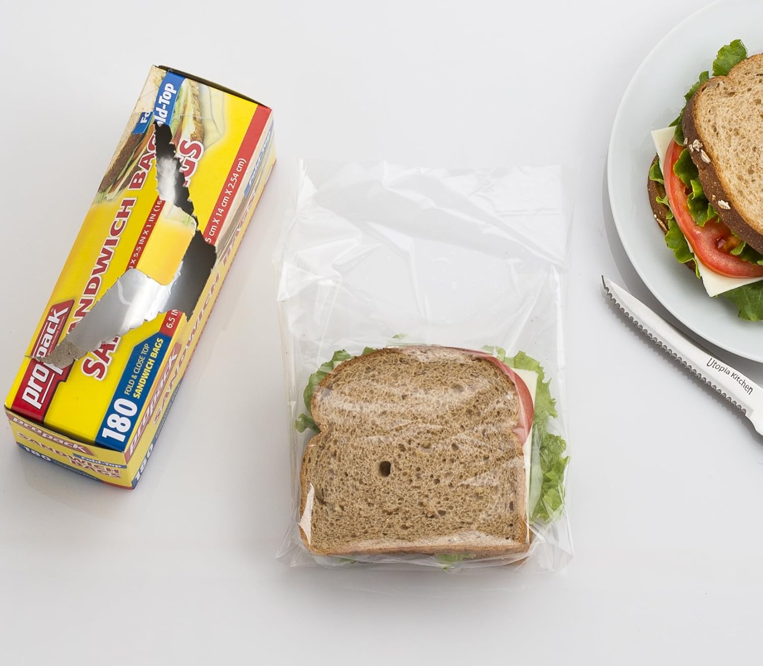 Disposable Plastic Sandwich Bags With Fold Close Top 540 Bags, Great For Home, Office, Vacation, Traveling, Sandwich, Fruits, Nuts, Cake, Cookies, Or Any Snacks (3 Packs)