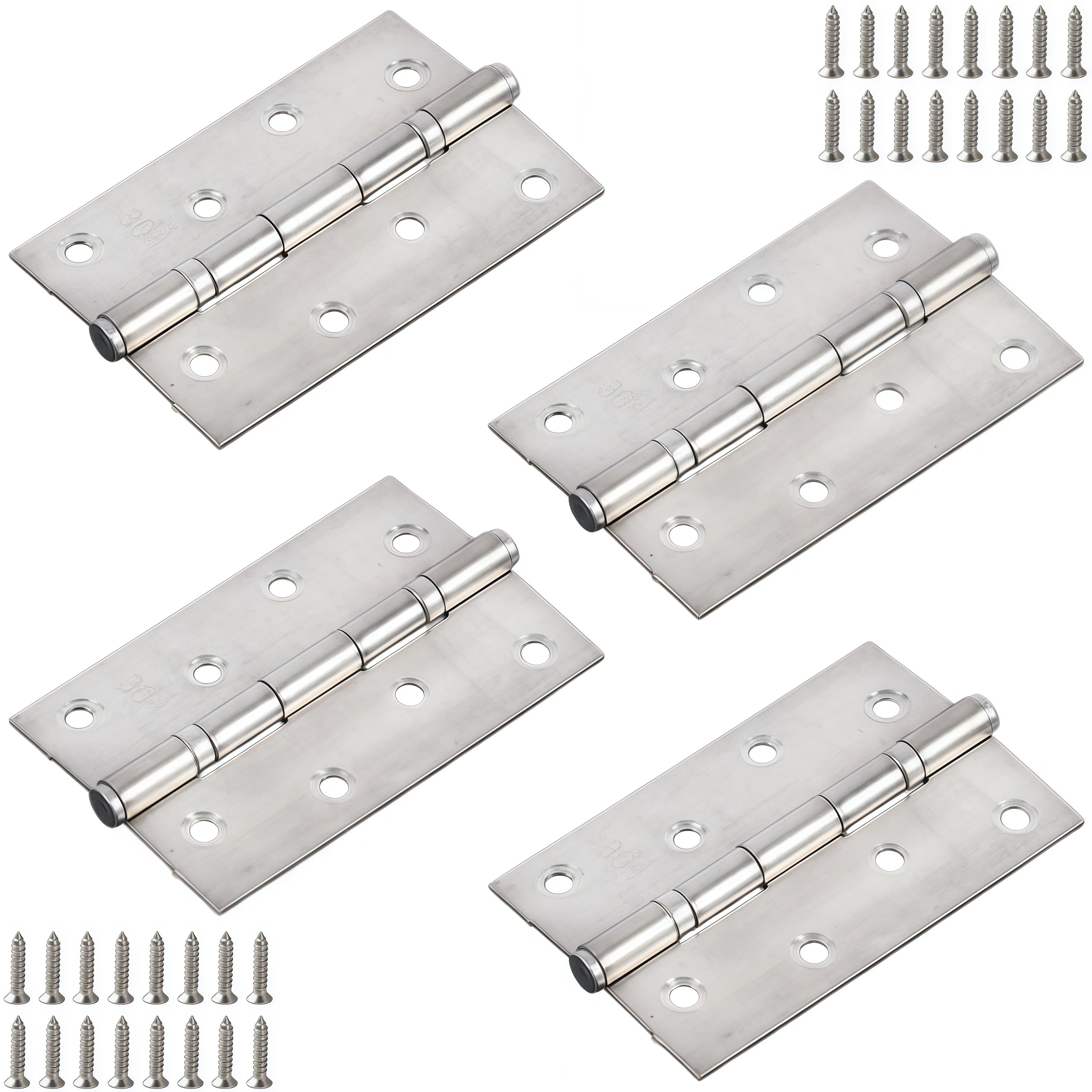 Vbnexyr Regular Hinge 4 Pack Of Stainless Steel Bearing Hinges For Bathroom Doors Silent Hinges Door And Window Accessories With Screws 4 Inches * 2.0Mm Thick