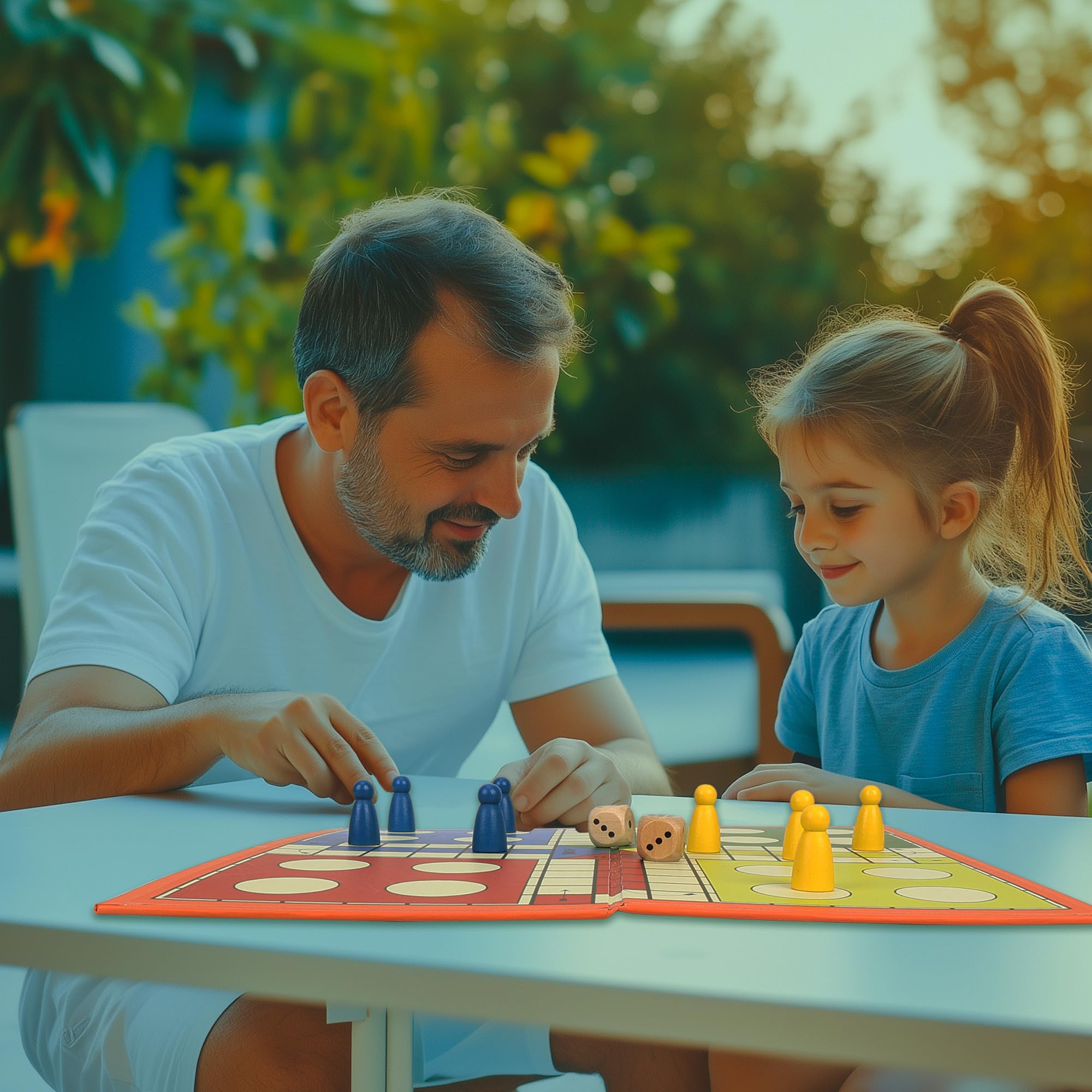Juego de mesa plegable Ludo | Juego de mesa familiar portátil apto para viajes | Incluye 16 fichas de color, 2 dados | Diversión en interiores y exteriores para niños y adultos | Juego de juguetes 6