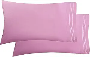 Elegant Comfort Luxury Ultra-Soft 2-Piece Pillowcase Set - 1500 Premium Hotel Quality Microfiber Double Brushed - Wrinkle Resistant, Standard/Queen, Light Pink