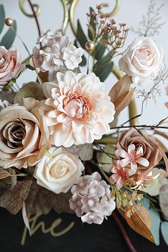 Miniatura 7 de YYHUAWU Juego de flores artificiales, caja de hojas de flores falsas con tallos para bricolaje, ramos de boda, centros de mesa, arreglos de baby