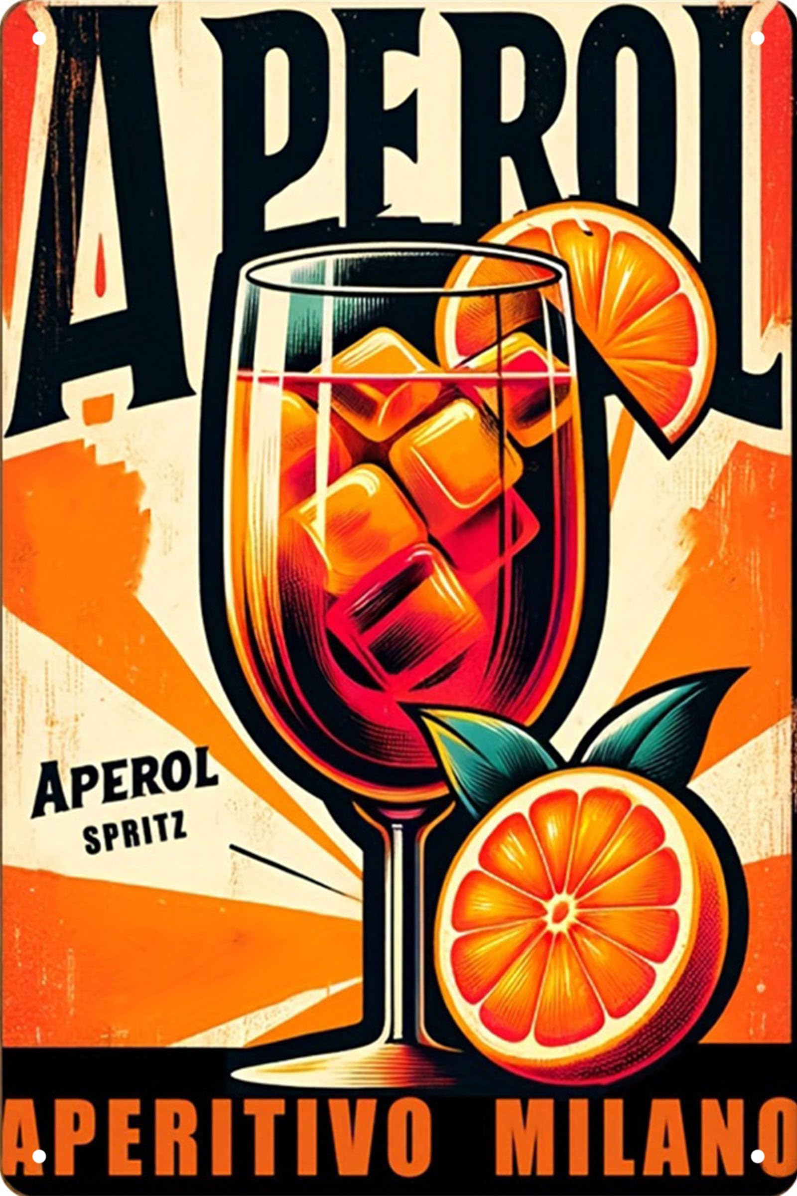 Vintage Bar Tin Sign,Beer Metal Signs,Retro Man Cave Wall Decor,Wall Poster for Club, Garage, Funny Man Beer Drinker Basement, Apartment, Gifts 8×12 Inches (aperol)