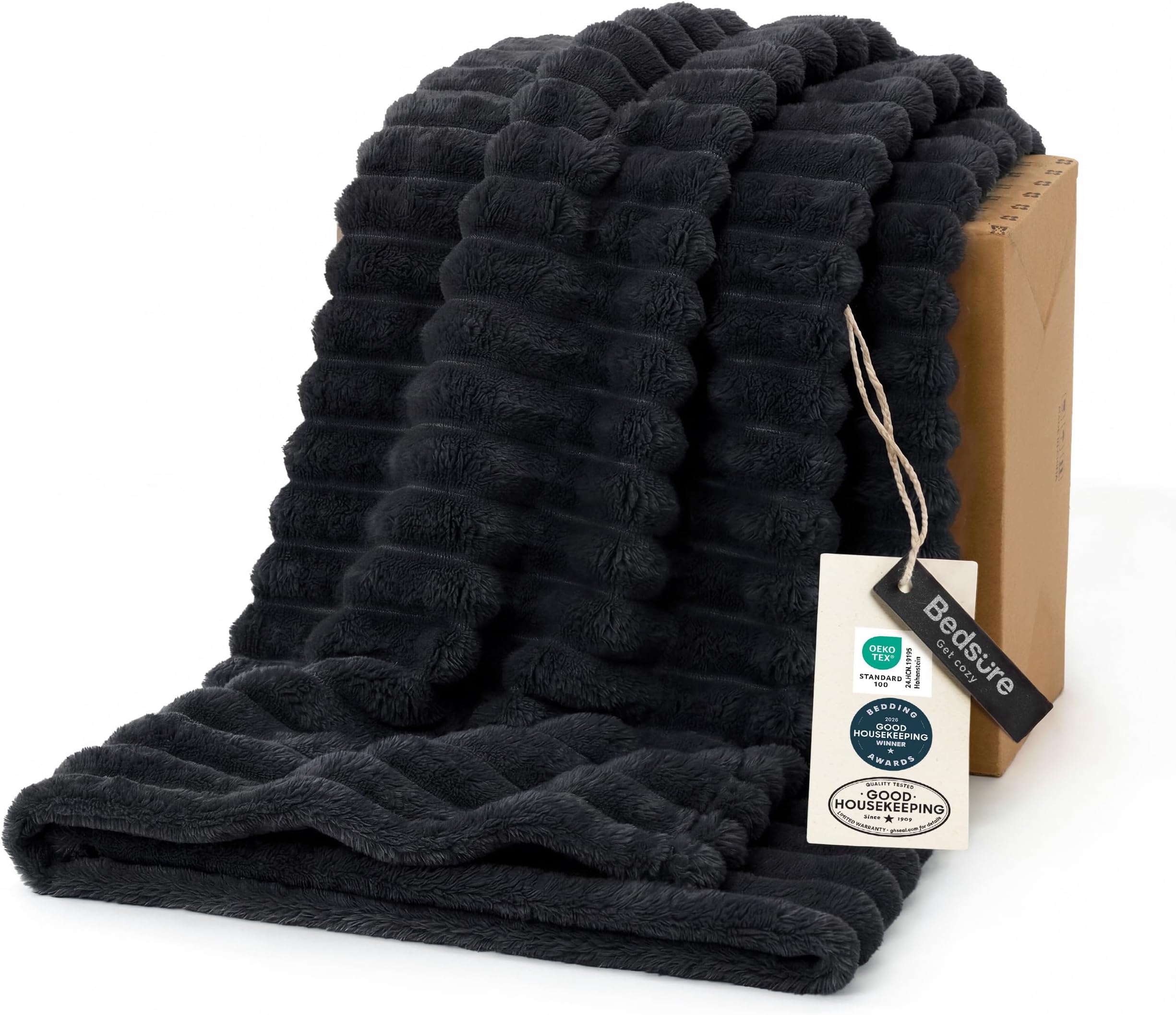 Bedsure GentleSoft Black Throw Blanket for Couch - Cozy Soft Dog Blankets for Couch, Cute Small Fuzzy Fluffy Fleece Throws for Men Boys, Birthday Gifts for Men Him, 50x60 Inches