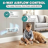 Vista 2 de Deflector de ventilación de aire con flujo de aire multidireccional de 6 vías, 10 x 4 pulgadas, paquete de 2 cubiertas de registro de calor