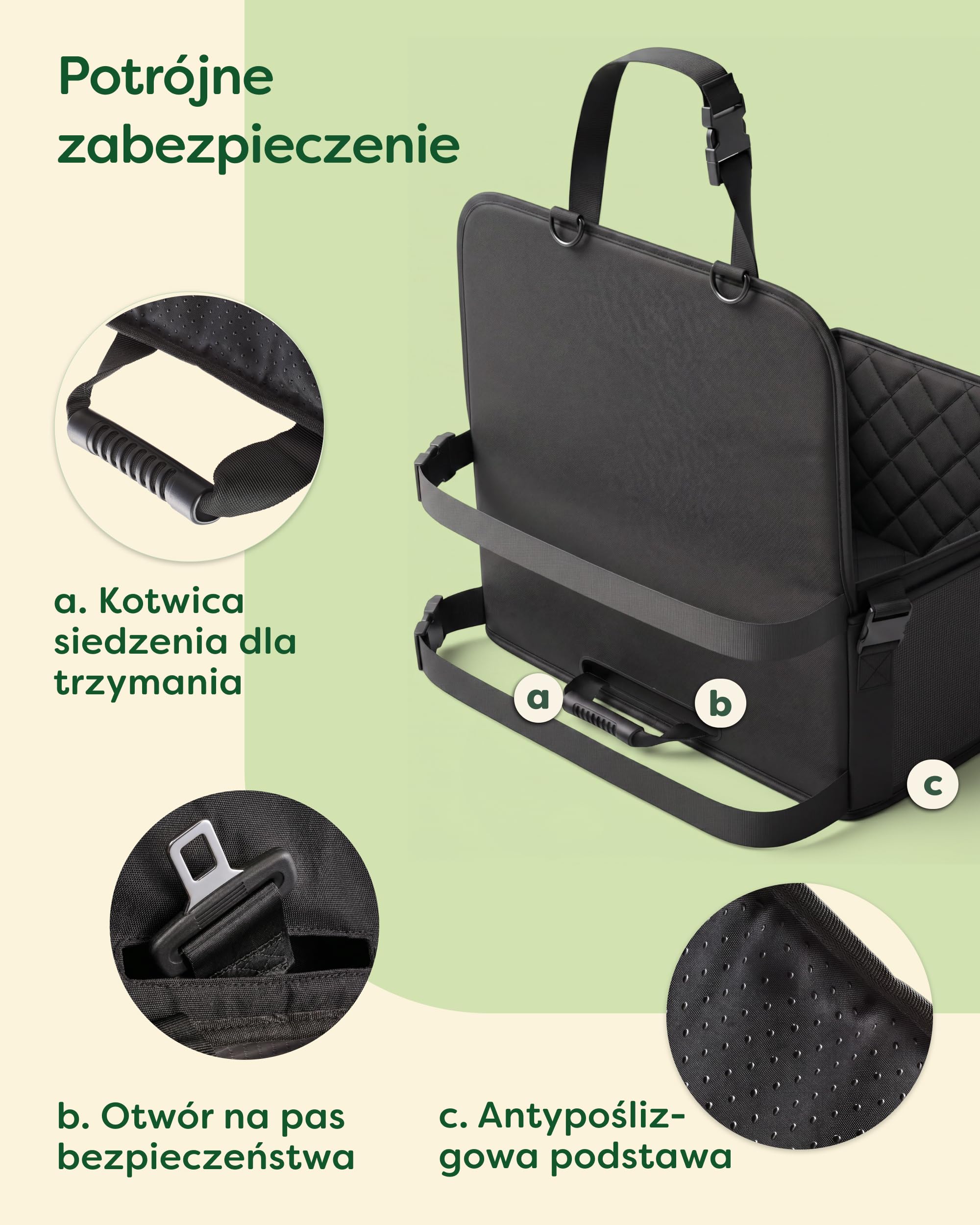Knupis Wyjątkowo Stabilny Fotelik Samochodowy dla Dużego Psa – Wodoodporny i Odporny na Zarysowania z 5 Kieszeniami – 4 Pasy Mocujące i Przypinana Smycz – Wzmocnione Ścianki z Antypoślizgowym Spodem | Z 5 kieszeniami – 4 pasy mocujące i smycz – wzmocnione
