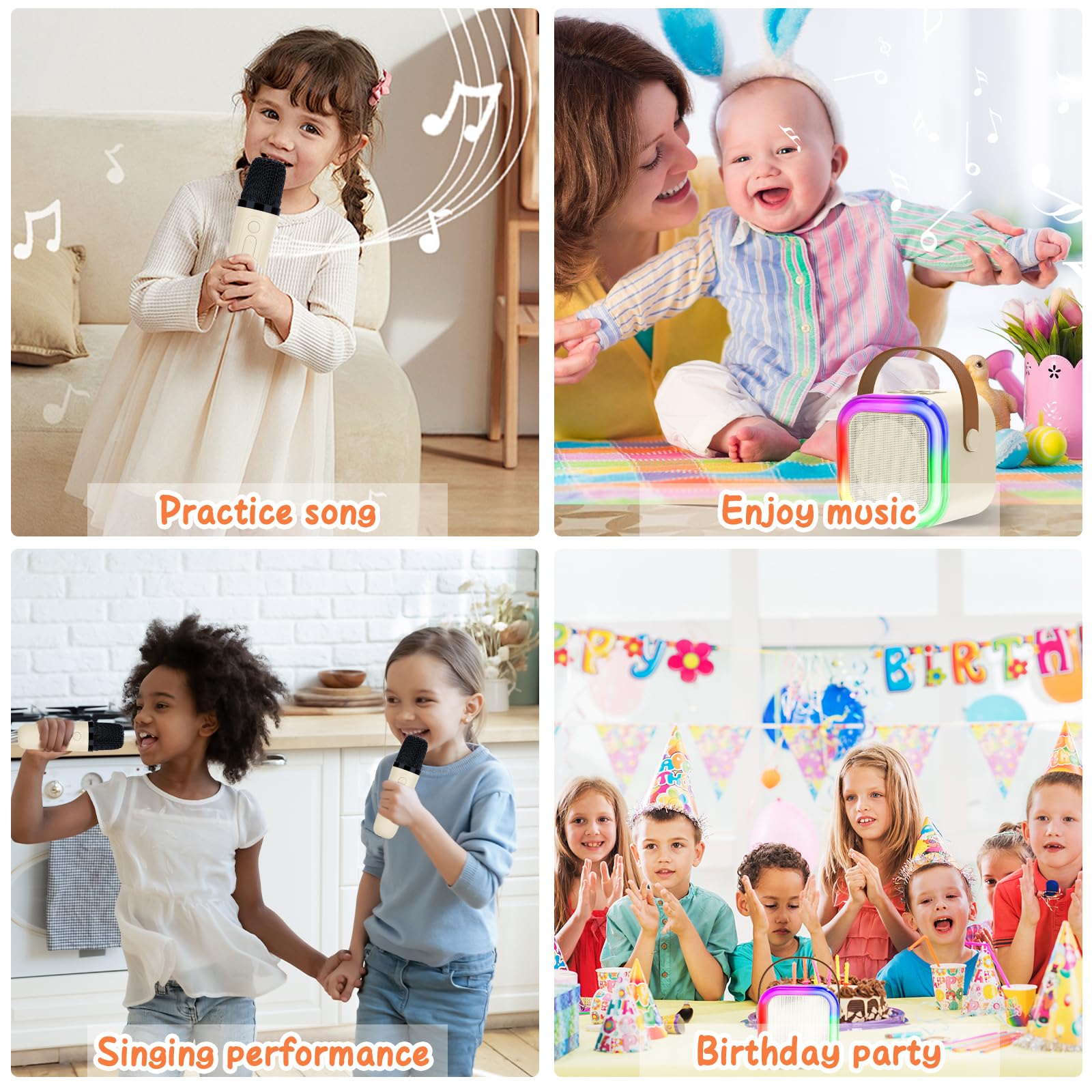 Karaoke per Bambini con 2 Microfono Wireless Karaoke, Regalo Bambina 3-12 Anni Microfono Bluetooth Bambini Giochi Bambina 3-12 Anni Canta Tu Karaoke Bambini Unicorno Bambina Regalo